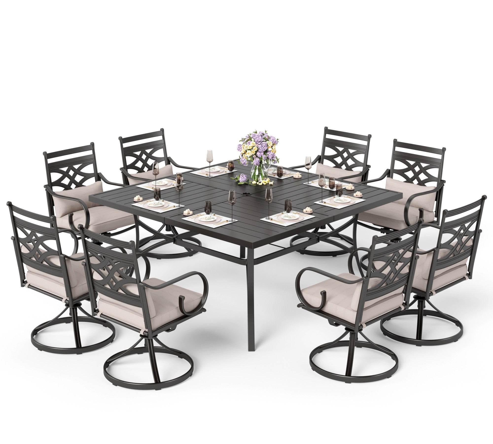 Sophia & William 9 Piece Outdoor Metal Patio Dining Set 60" Square