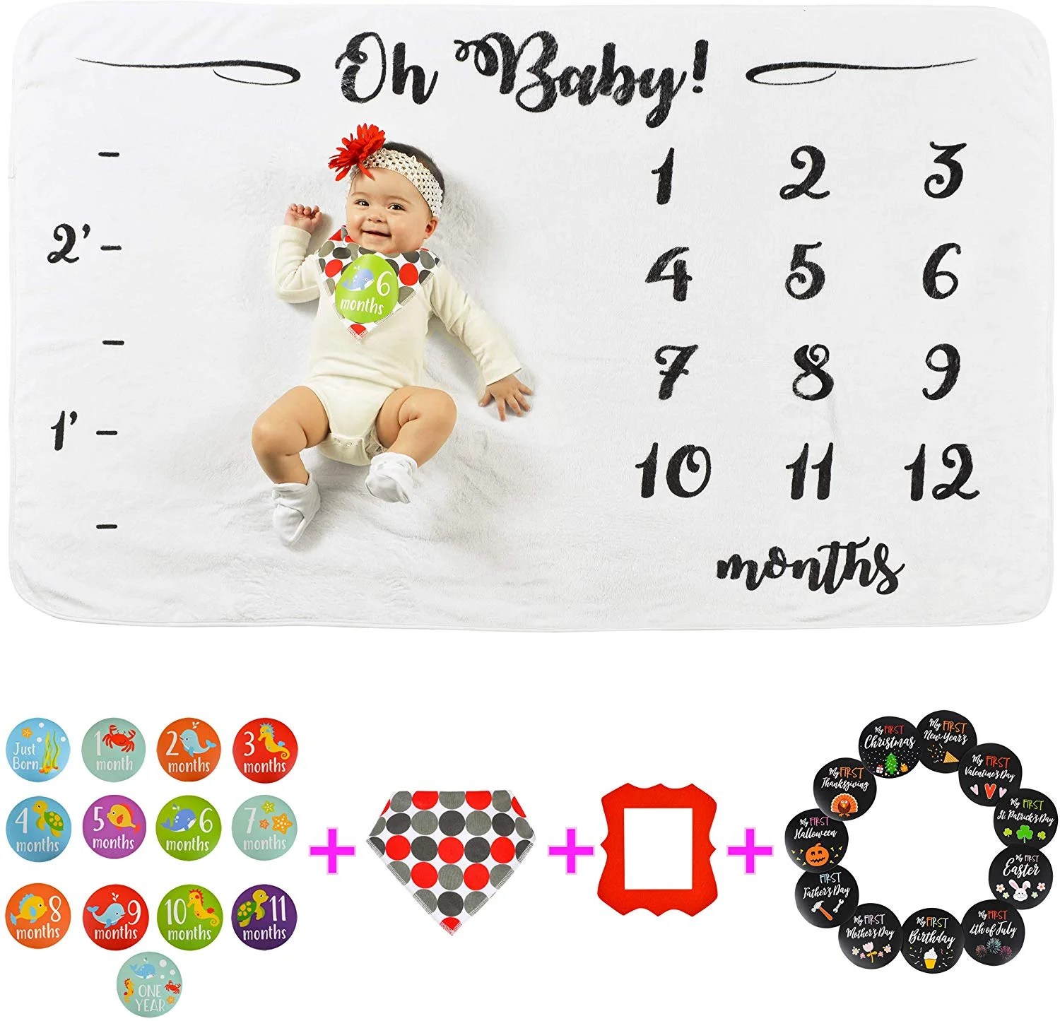 Baby Monthly Milestone Blanket For Girl Boy Newborn Photo Prop