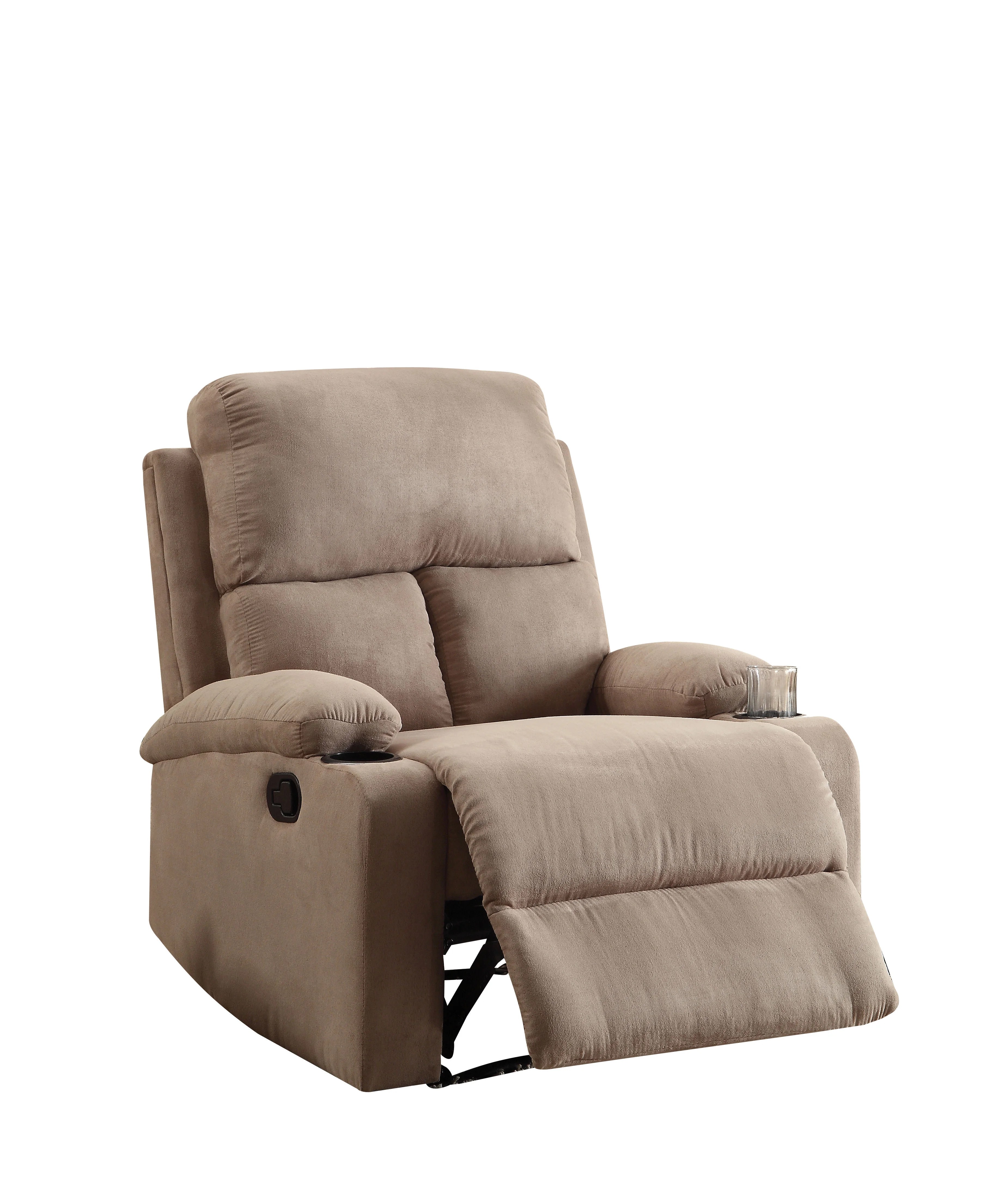ACME Rosia Light Brown Microfiber Recliner with Cup Holder