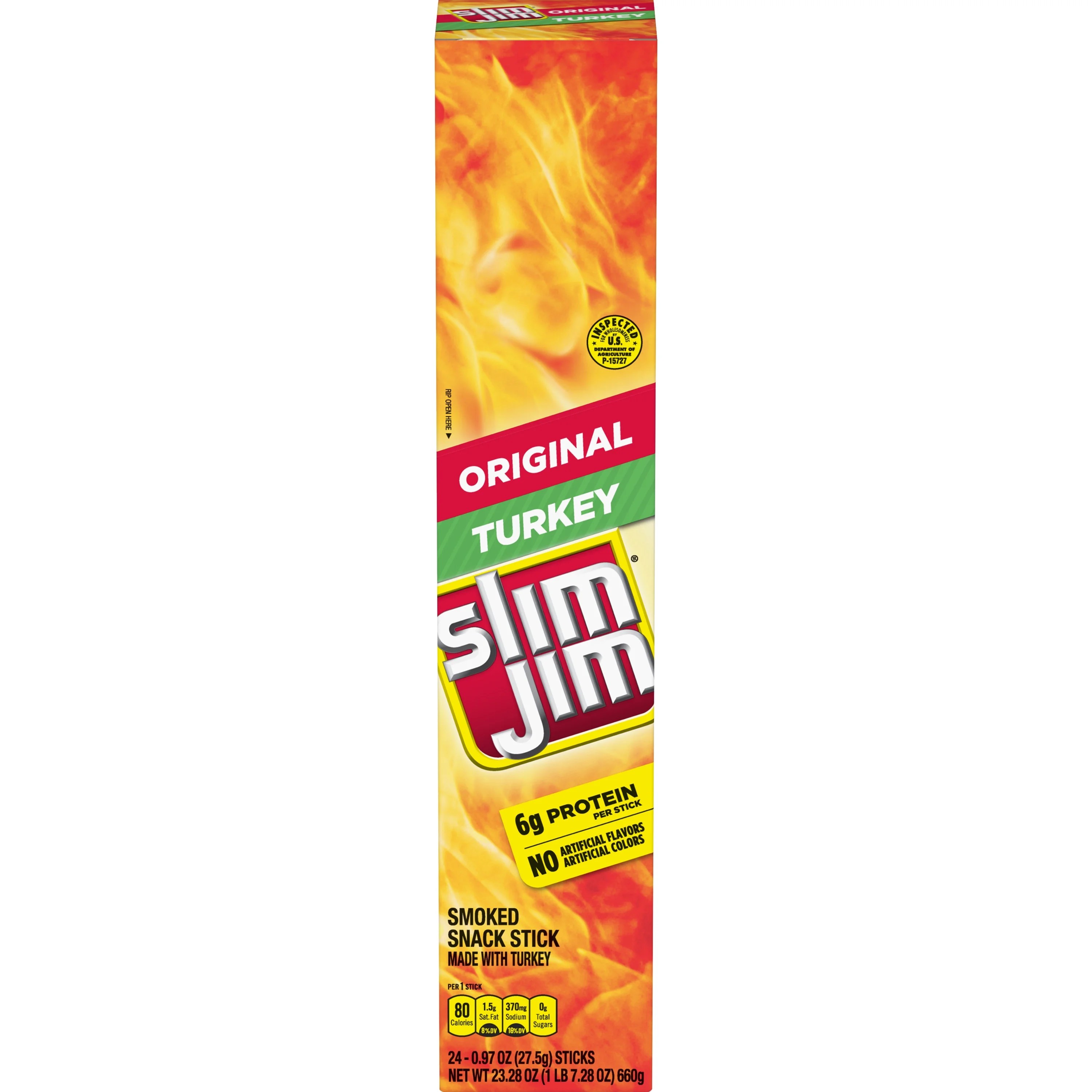 Slim Jim Turkey Giant Smoked Snack Stick, Keto Friendly Smoked Meat