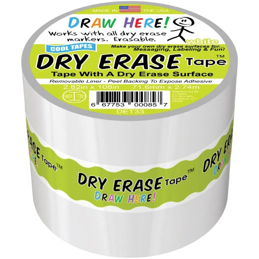 Cool Tapes Dry Erase Tape 2.82" White