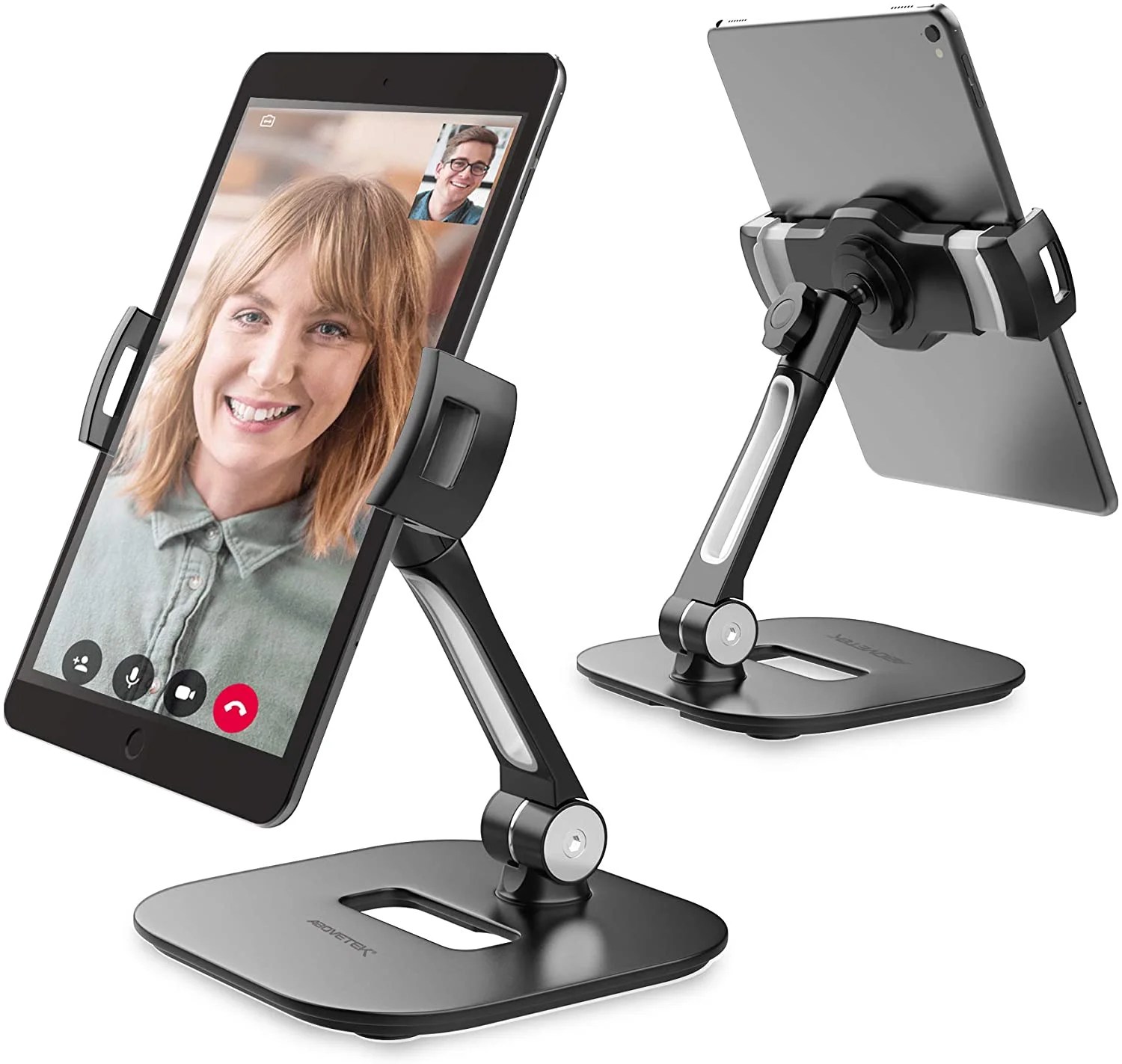 AboveTEK iPad Stand, Cell Phone Tablet Stands, Folding 360° Swivel Desk