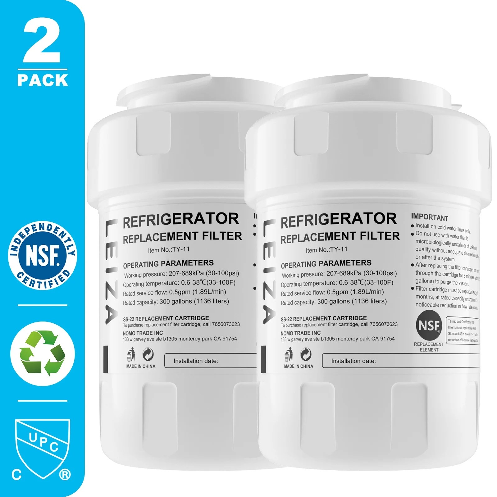 2 Pack LEIZA MWF Smart Replacement Water Filter MWF, for MWF And MWFP