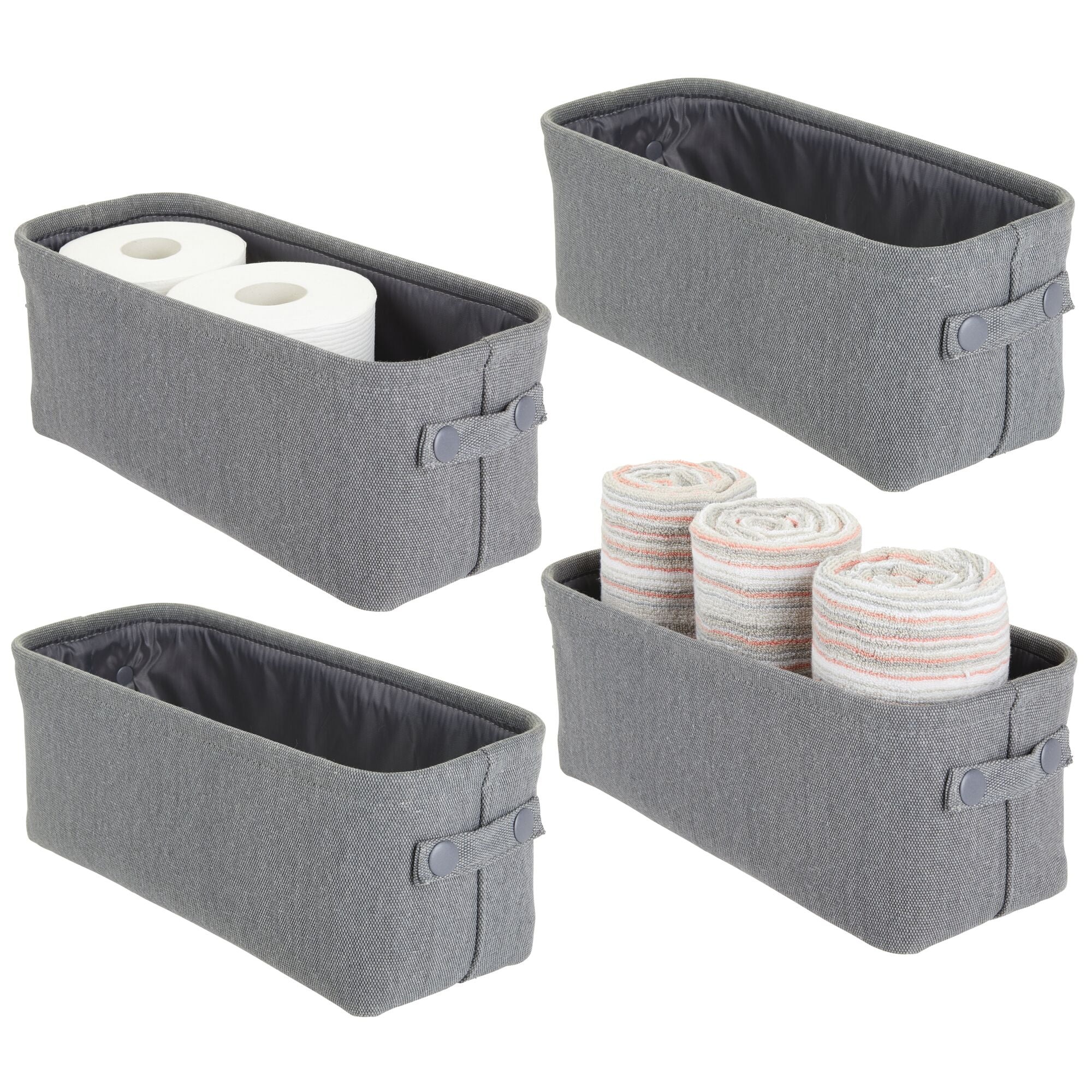 mDesign Fabric Bathroom Storage Bin, Coated Interior, Small Walmart