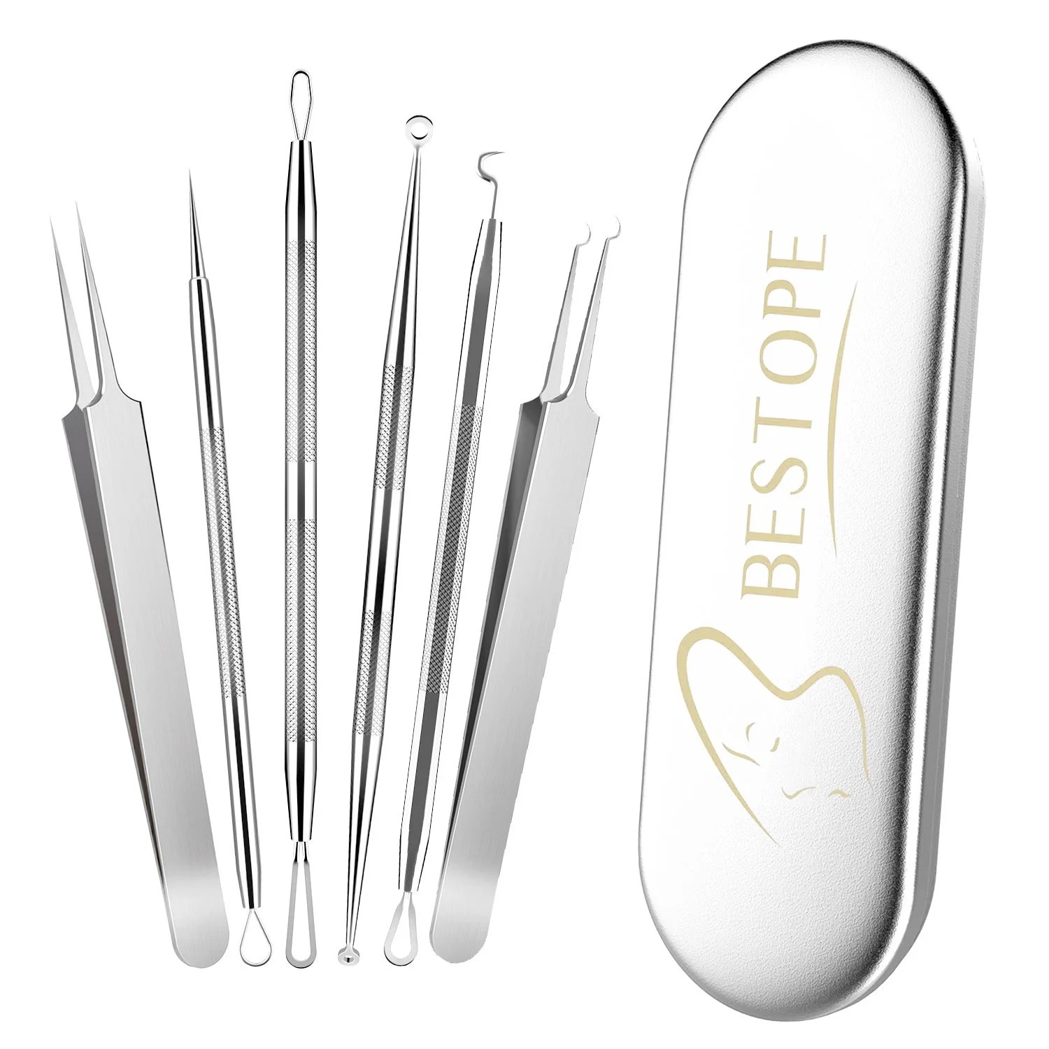 BESTOPE Blackhead Remover 6 in 1 Pimple Comedone Extractor Tool Acne