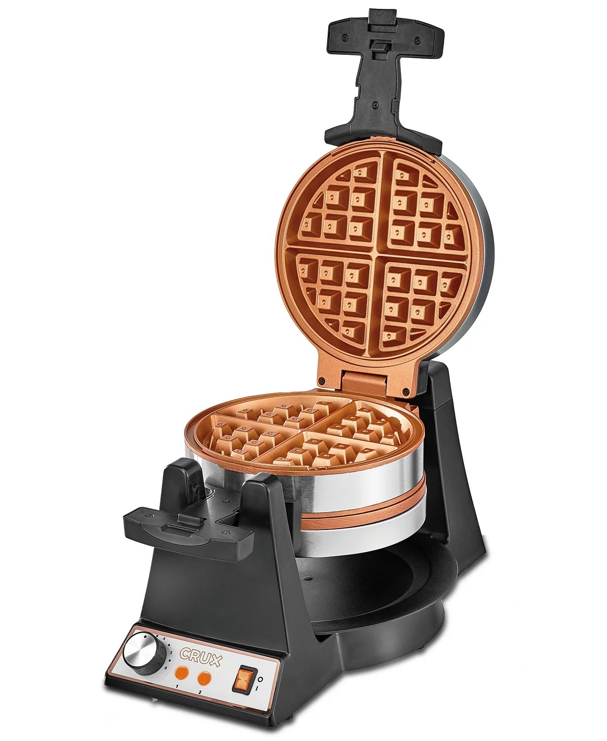 Crux Double Rotating Belgian Waffle Maker with Nonstick Plates