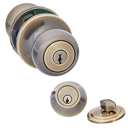 Exterior Door Knob With Lock and Deadbolt, Coastal
