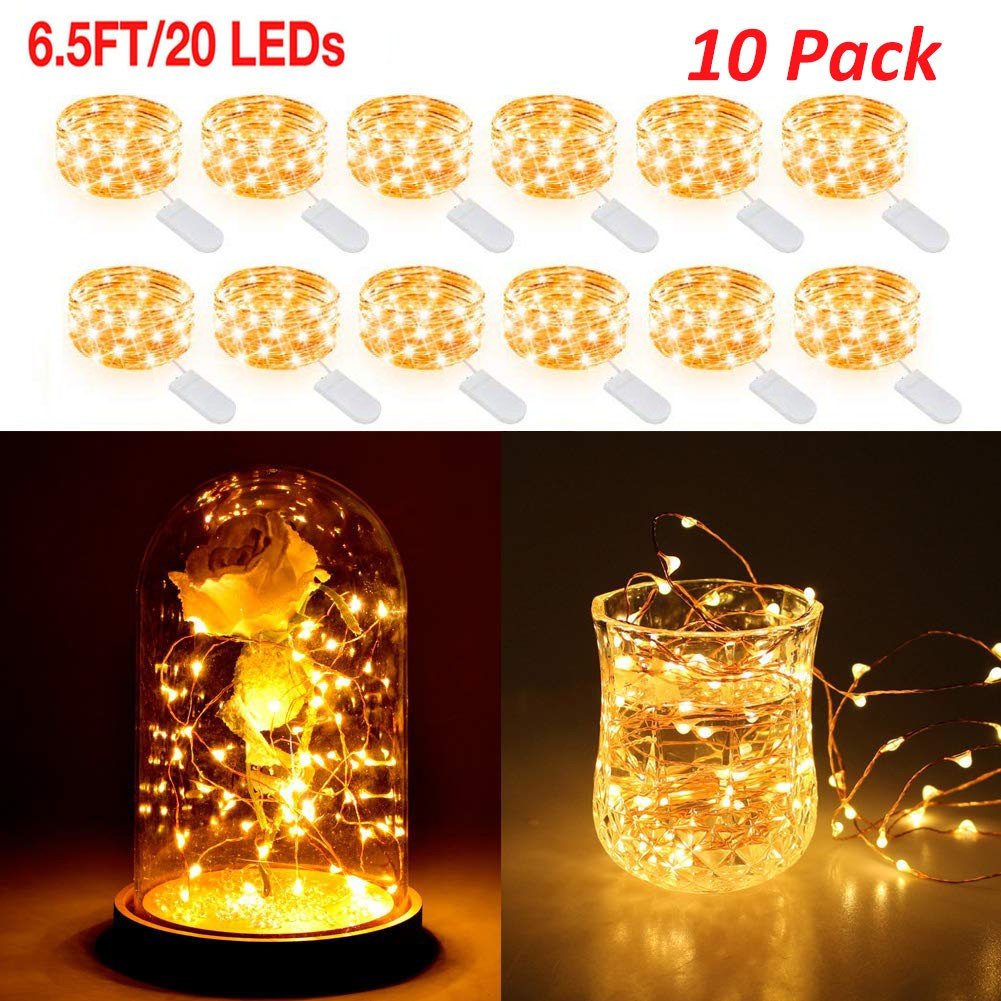 10PCS 20 LED Copper String Fairy Lights Wire Wedding Xmas Decor Battery