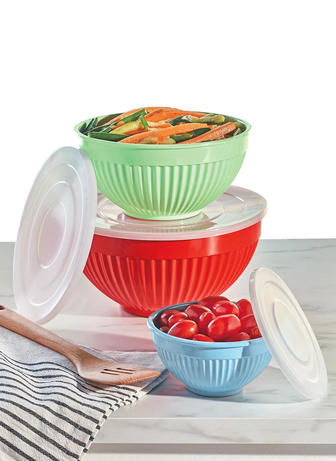 Set of 3 Melamine Mixing Bowls with Lids