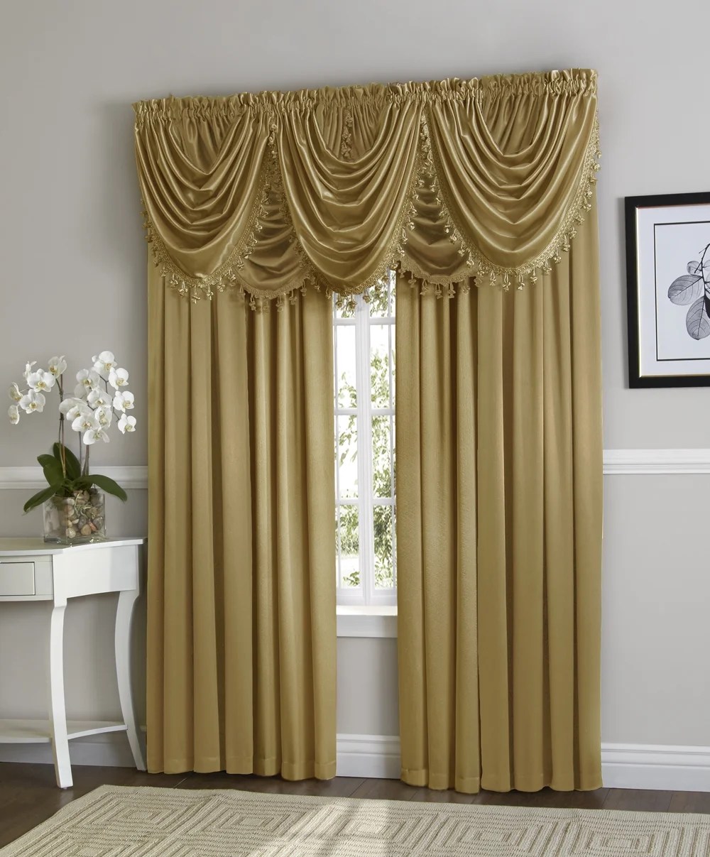 Hyatt Window Curtain & Fringed Valance Complete 9 Piece Window