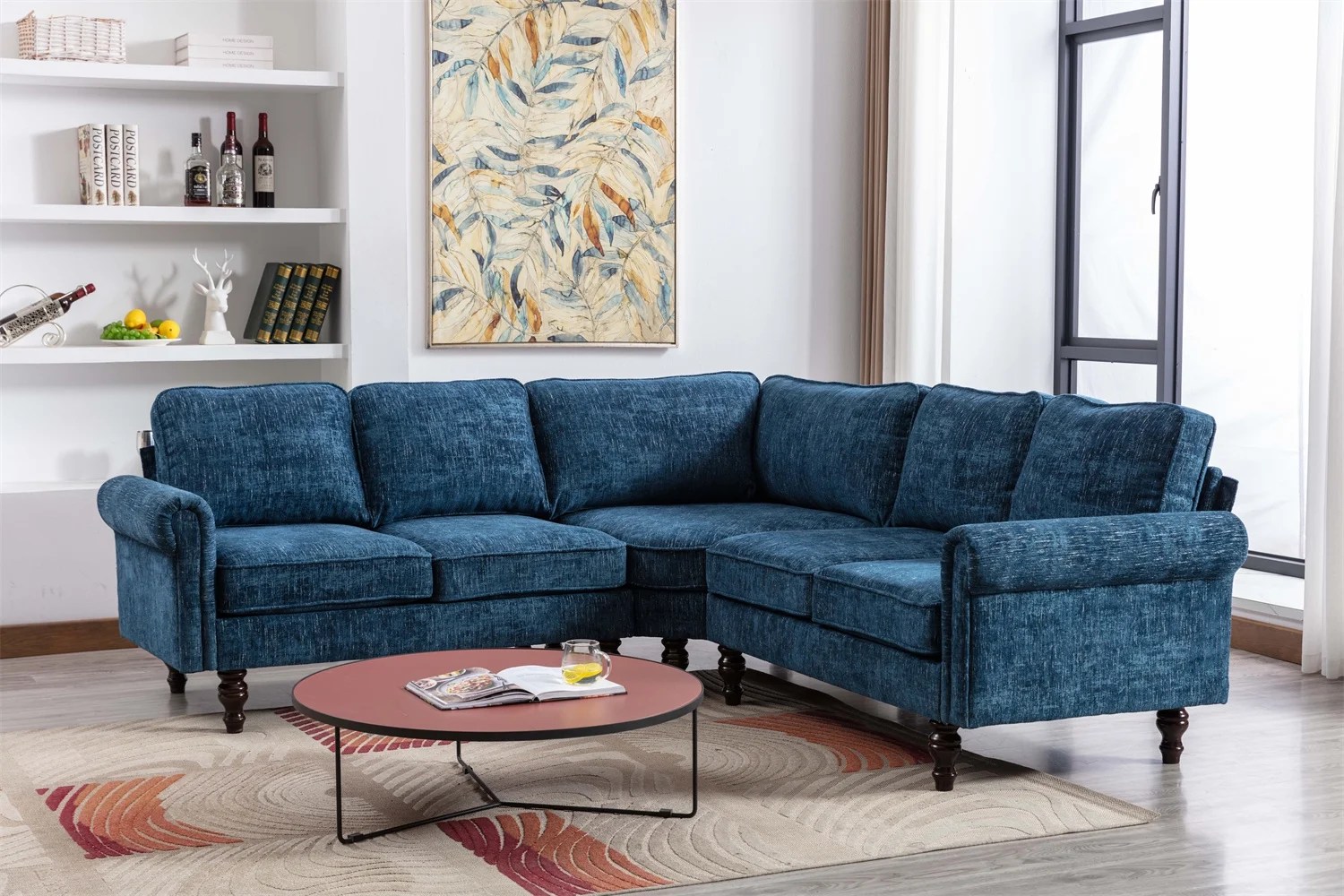 LShaped Sectional Sofa, Modern Upholstered Accent Sofa with Padded