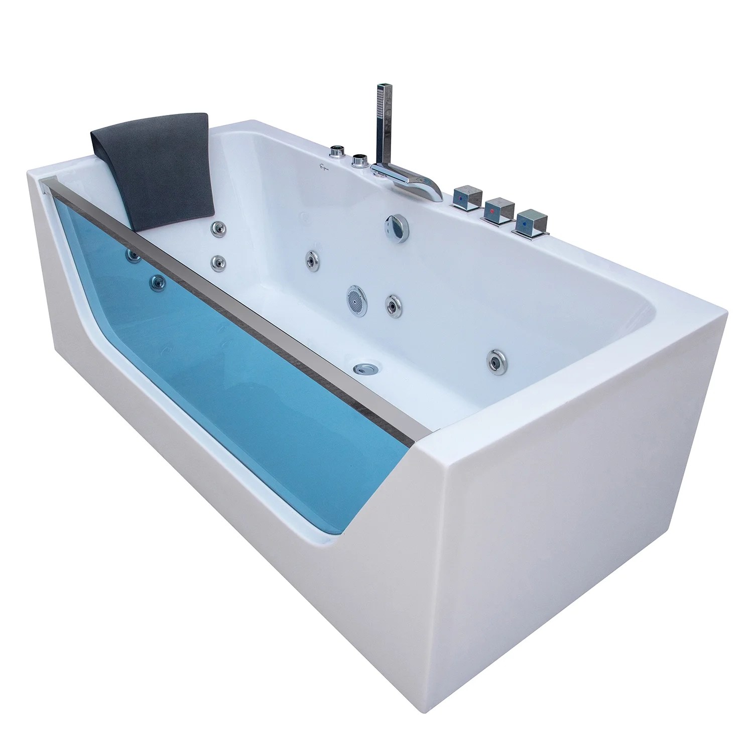 Empava 67 in. Acrylic Center Drain Rectangular 3wall Alcove Whirlpool