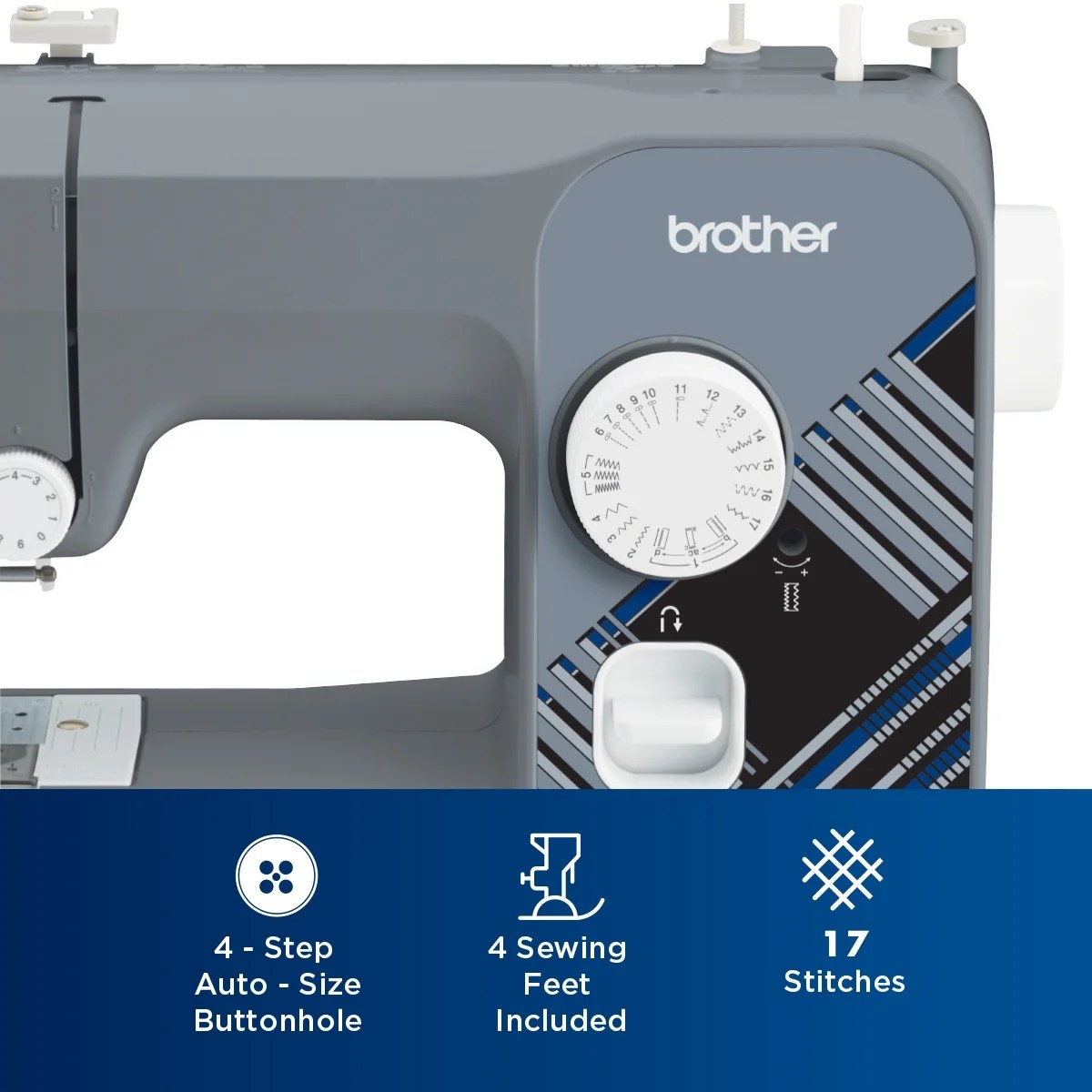 Brother LX3817G 17Stitch Portable FullSize Sewing Machine, Grey