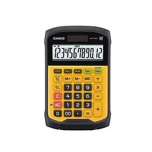 Casio WM320MT Calculator, 9.27"L x 6.2"W x 1.42"H Yellow/black
