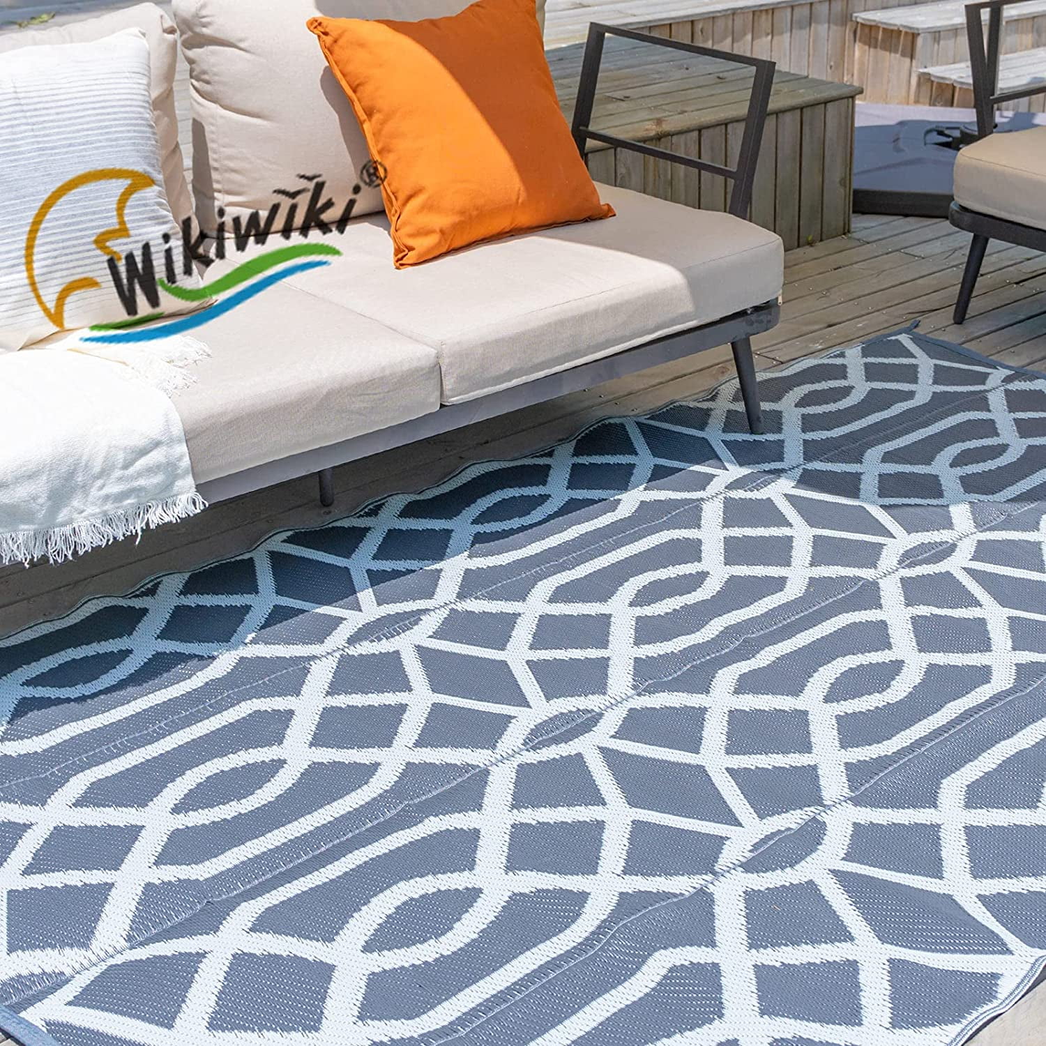 WIKIWIKI Reversible Mats, Outdoor Plastic Straw Rug, Recycled