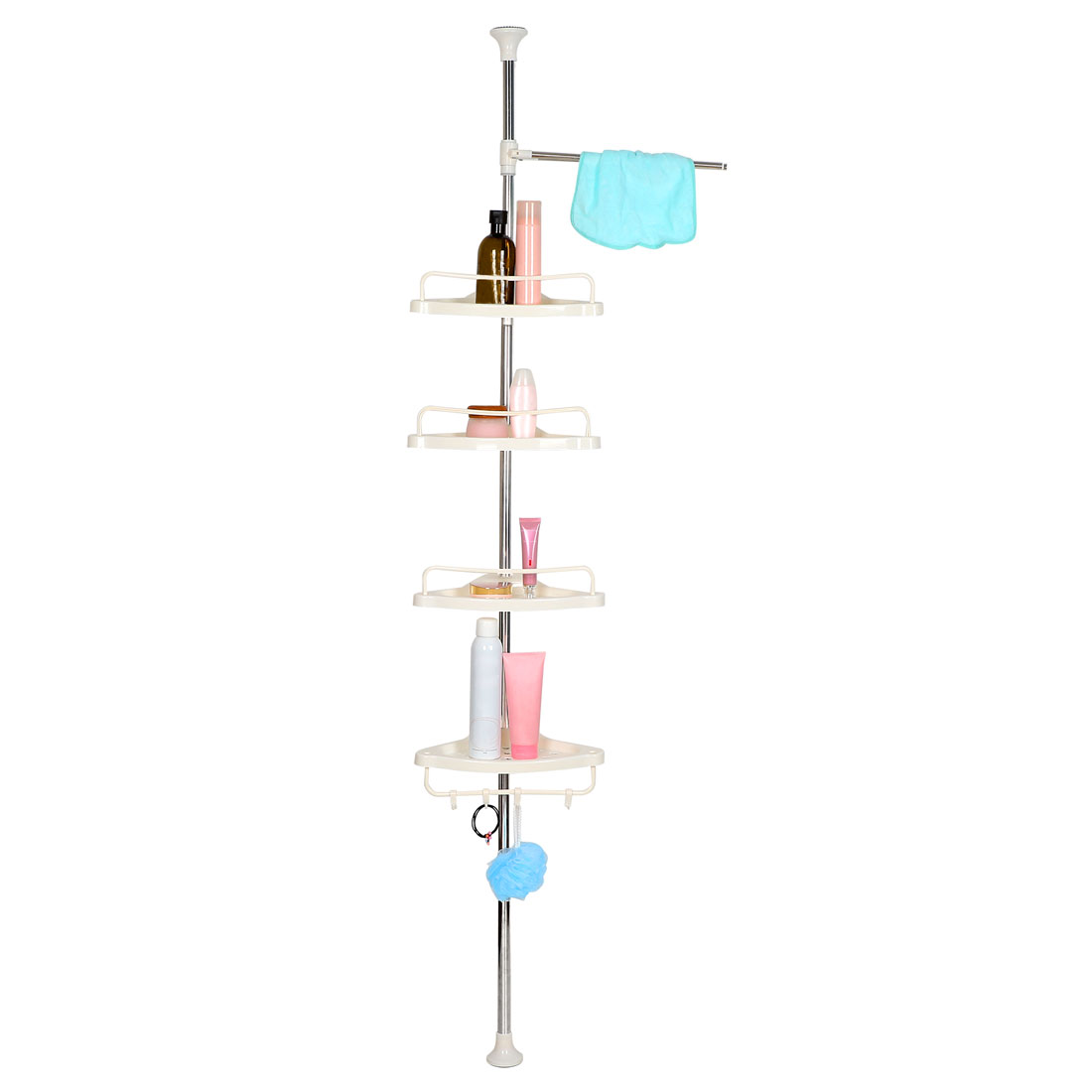 4 Tier Tension Corner Shower Caddies,Adjustable Basket Holder Storage