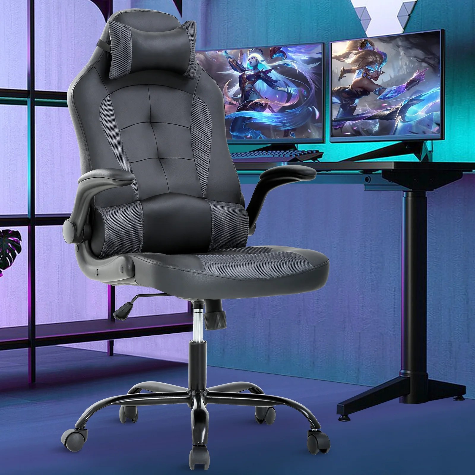 PC Gaming Chair Ergonomic & Adjustable Office Desk Chair Leather