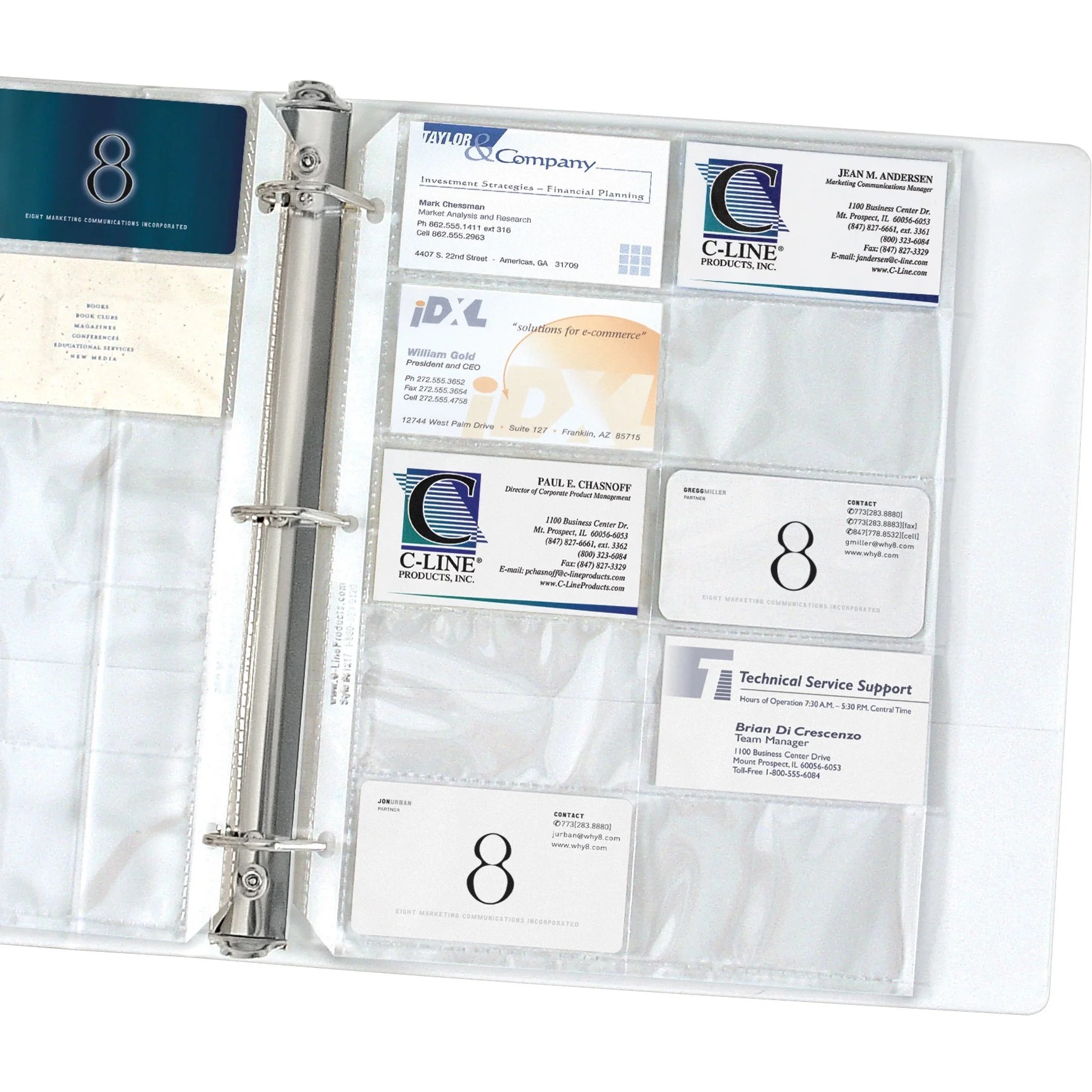 CLine Business Card Binder Pages, Holds 20 Cards, 8 1/8 x 11 1/4