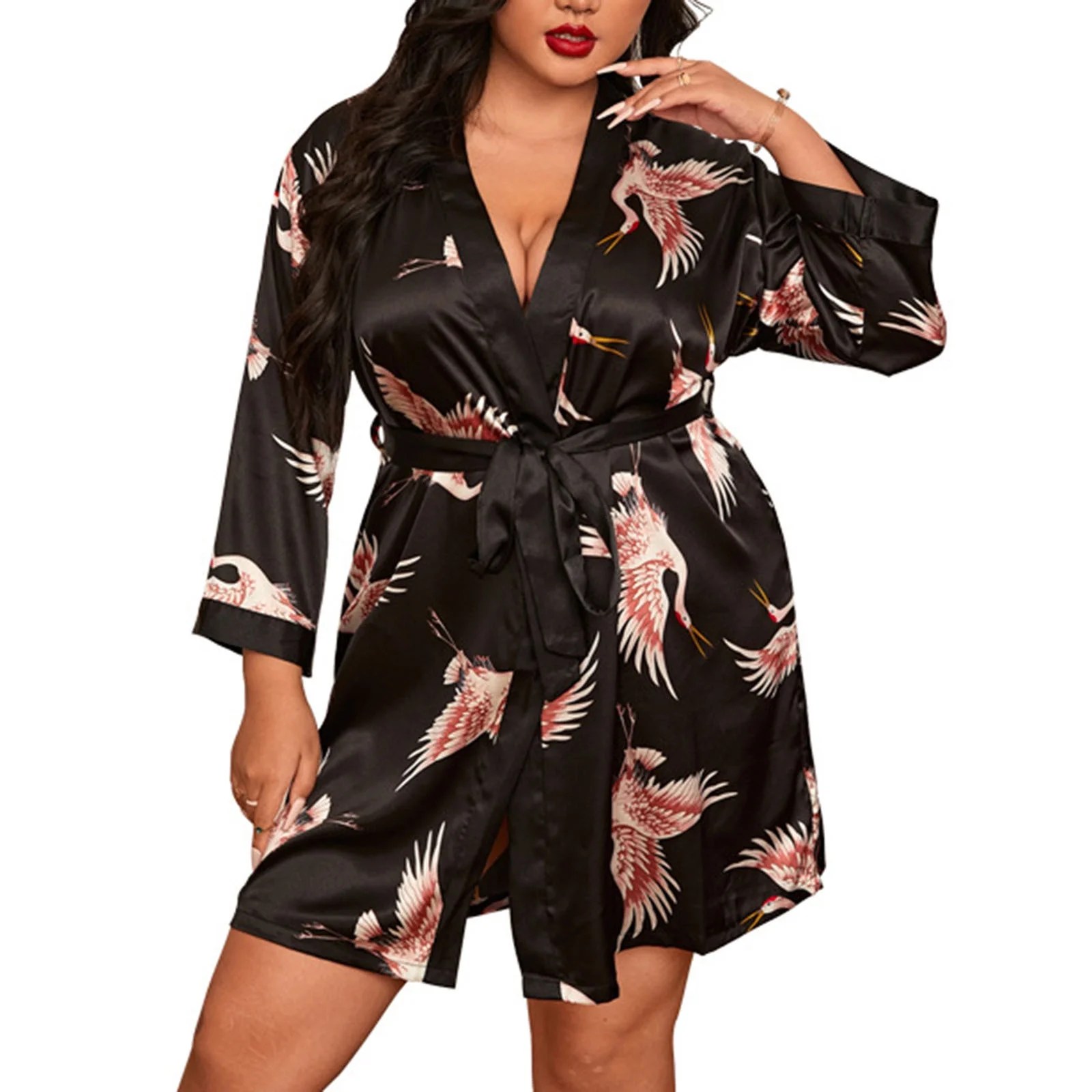 Women Floral Silky Robes Bridesmaids Short Satin Bathrobes Sleepwear