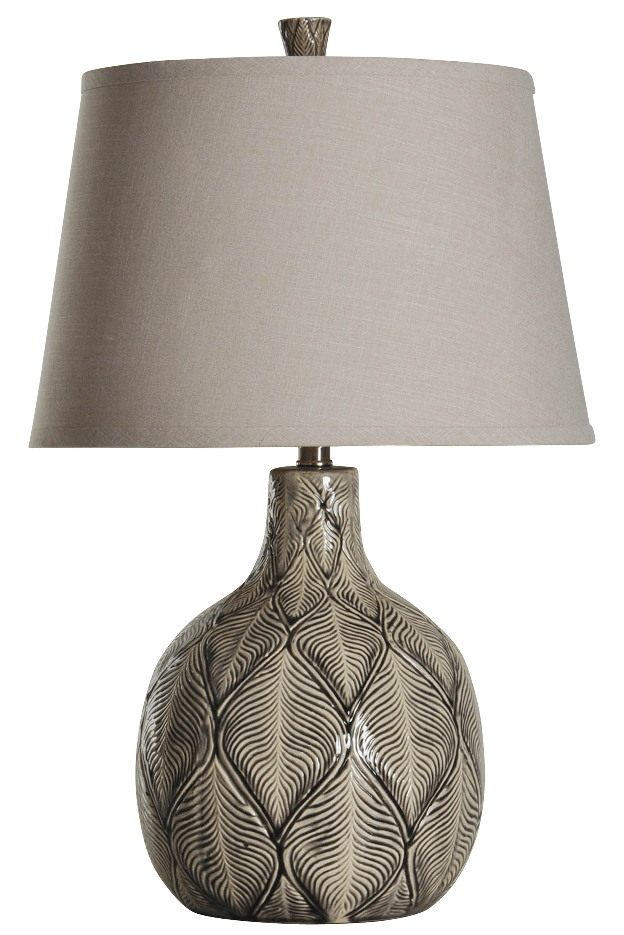 Dothan ceramic table lamp black and white finish taupe hardback