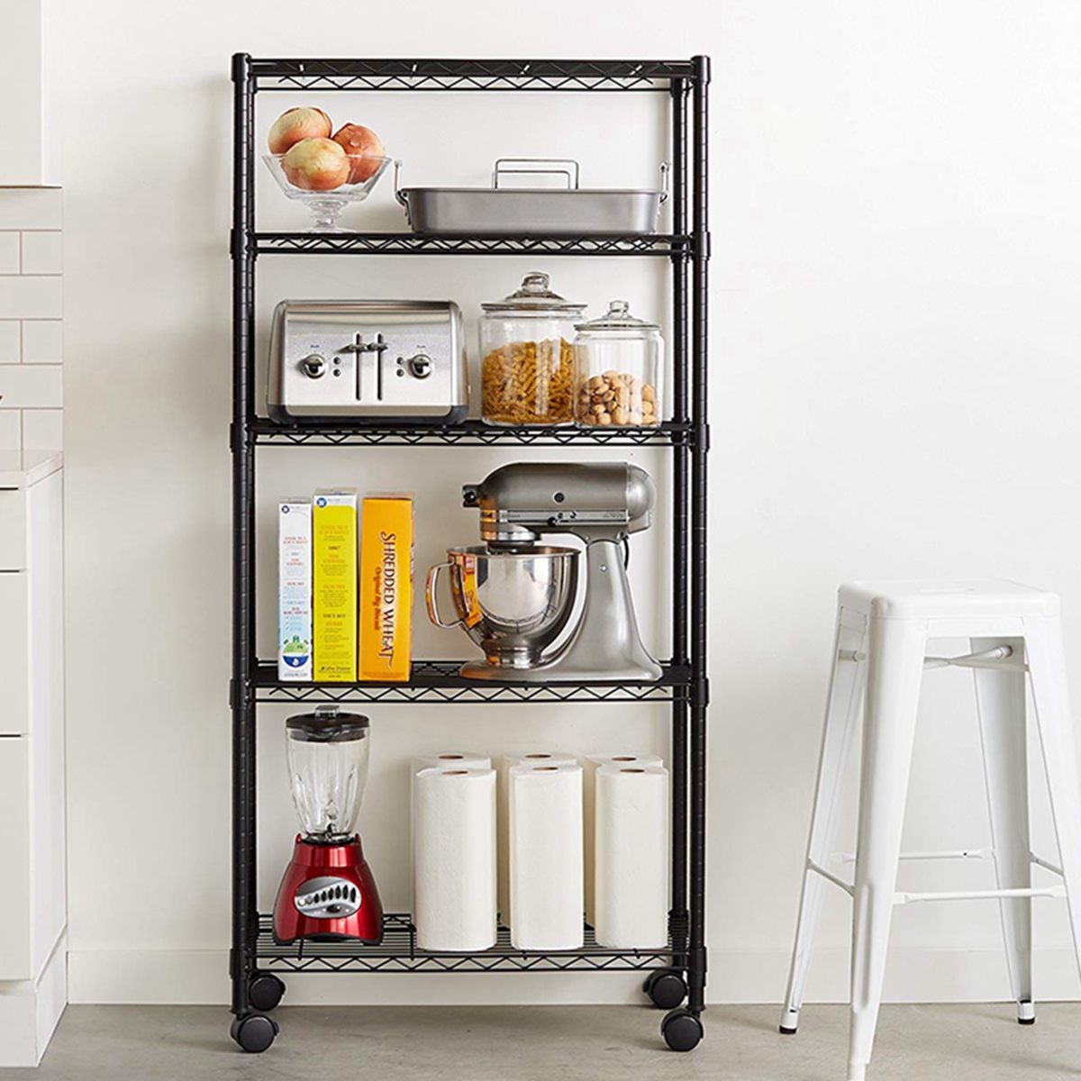AUGIENB 5Shelf Wire Shelving Unit Metal Wire Rolling Storage Shelves