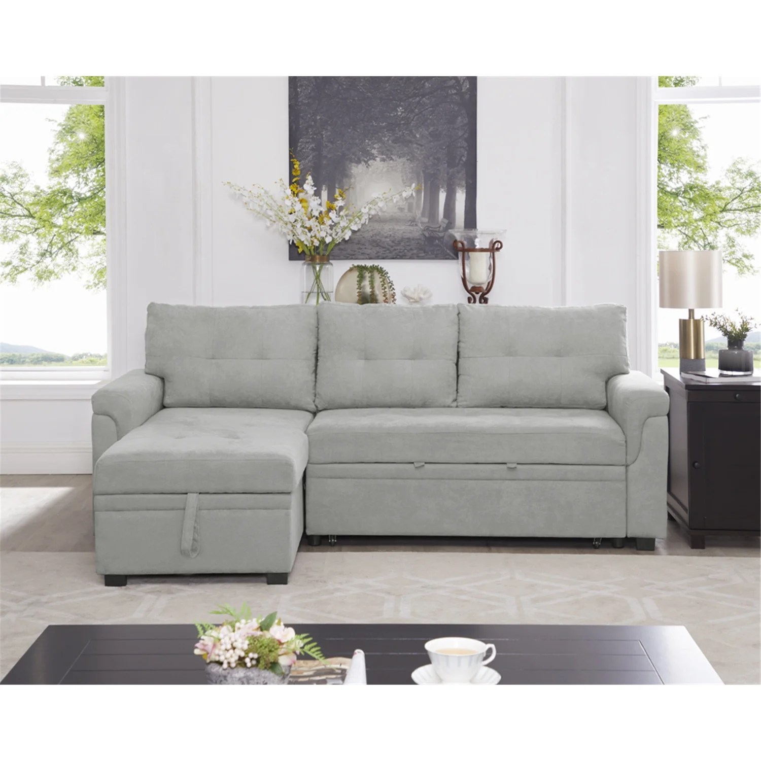 Naomi Home Jenny Sectional Sleeper Sofa Elegant LShaped Couch