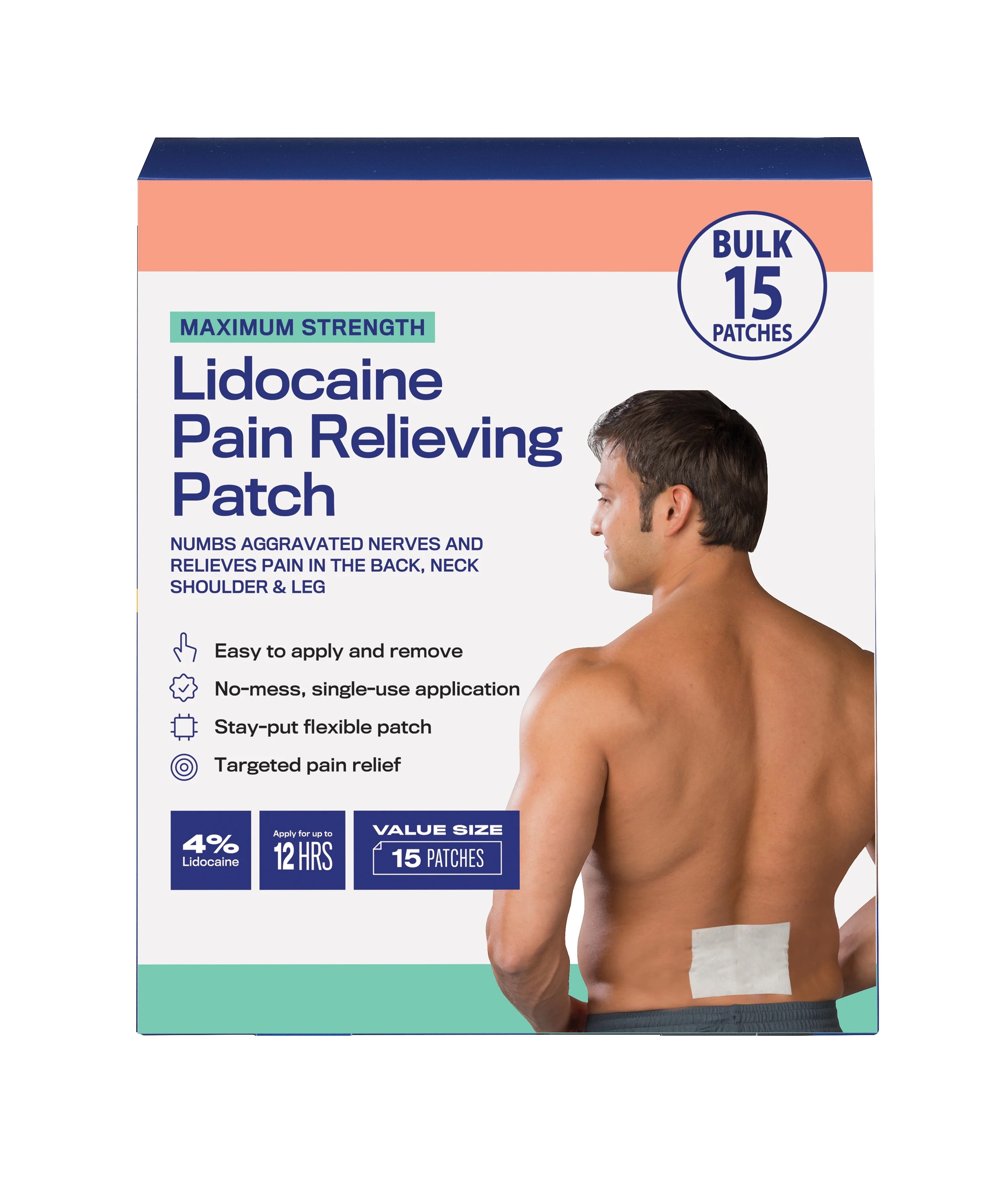 WELMATE Lidocaine Patch 4 Maximum Strength Pain Relief 15 Count
