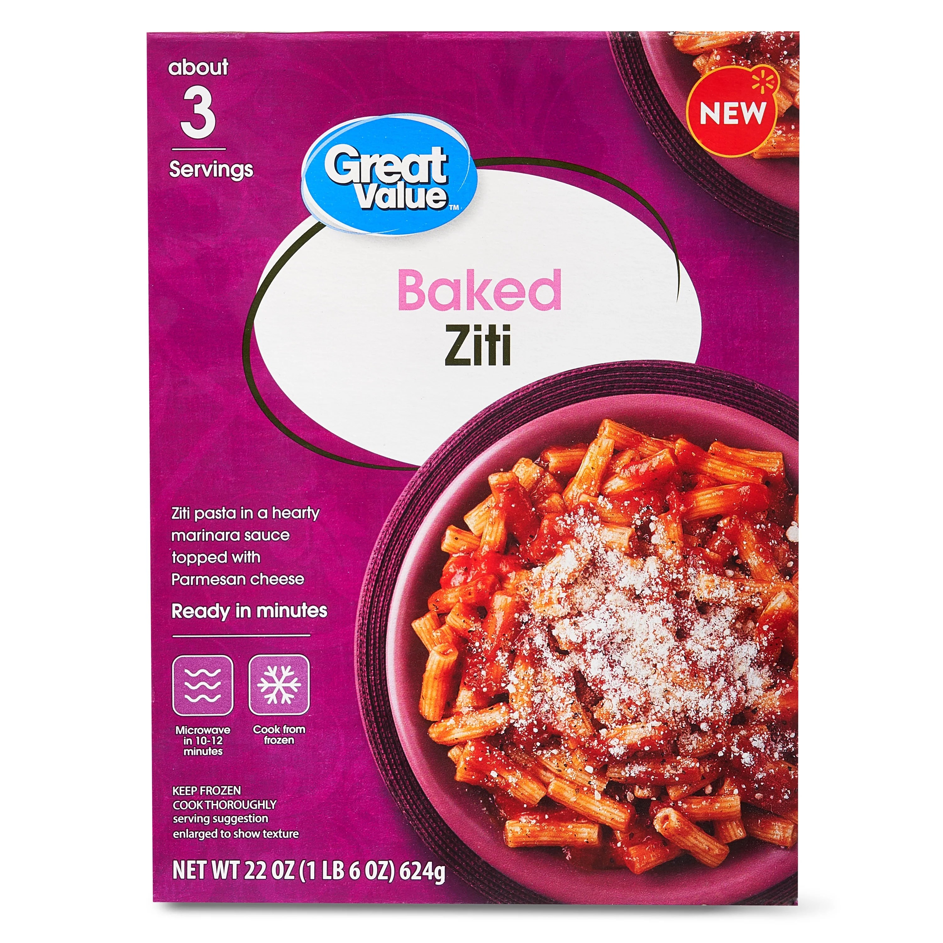 Great Value Baked Ziti, 22 oz (Frozen)