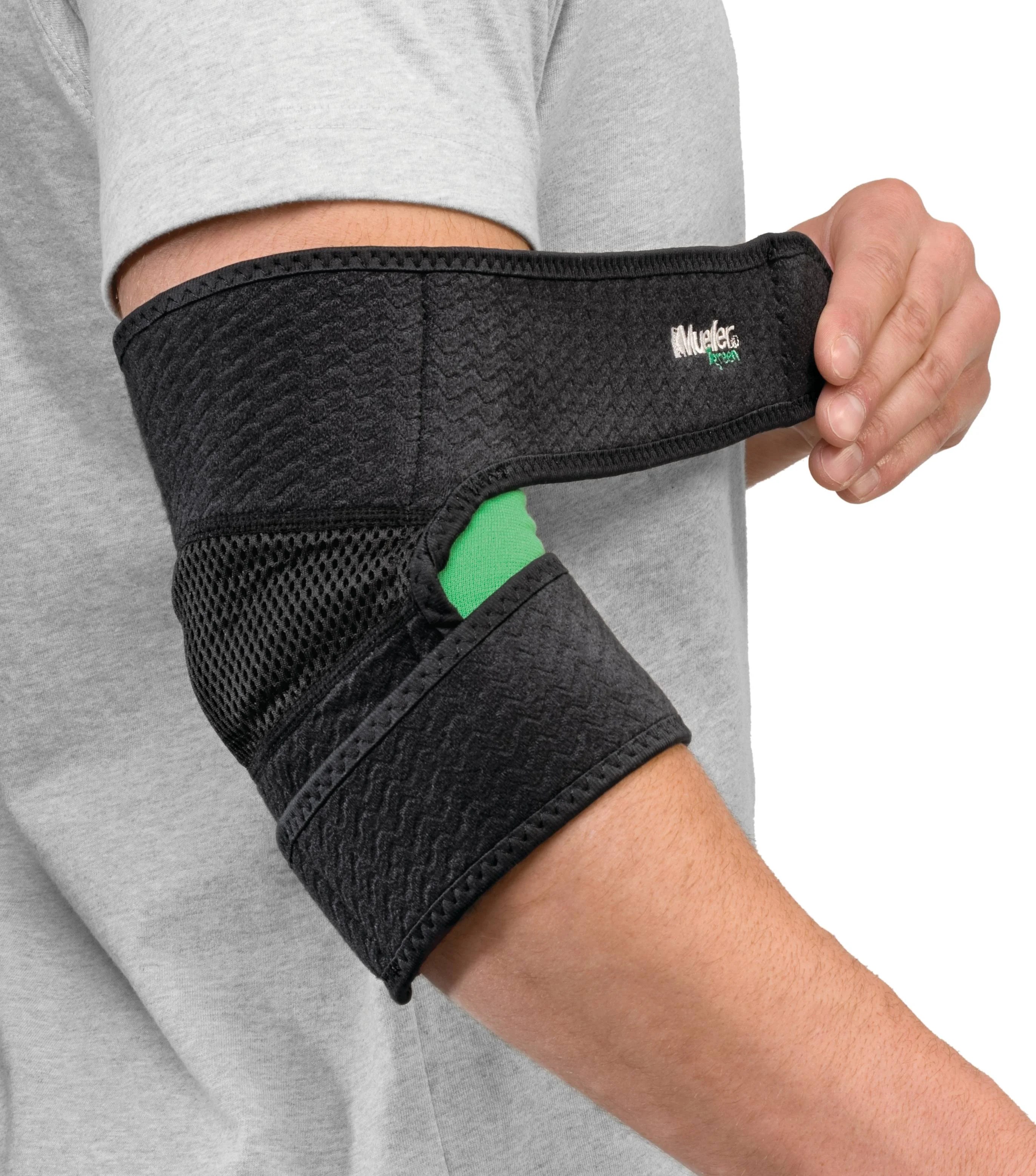 Mueller Green Antimicrobial Adjustable Elbow Support, Moderate Support