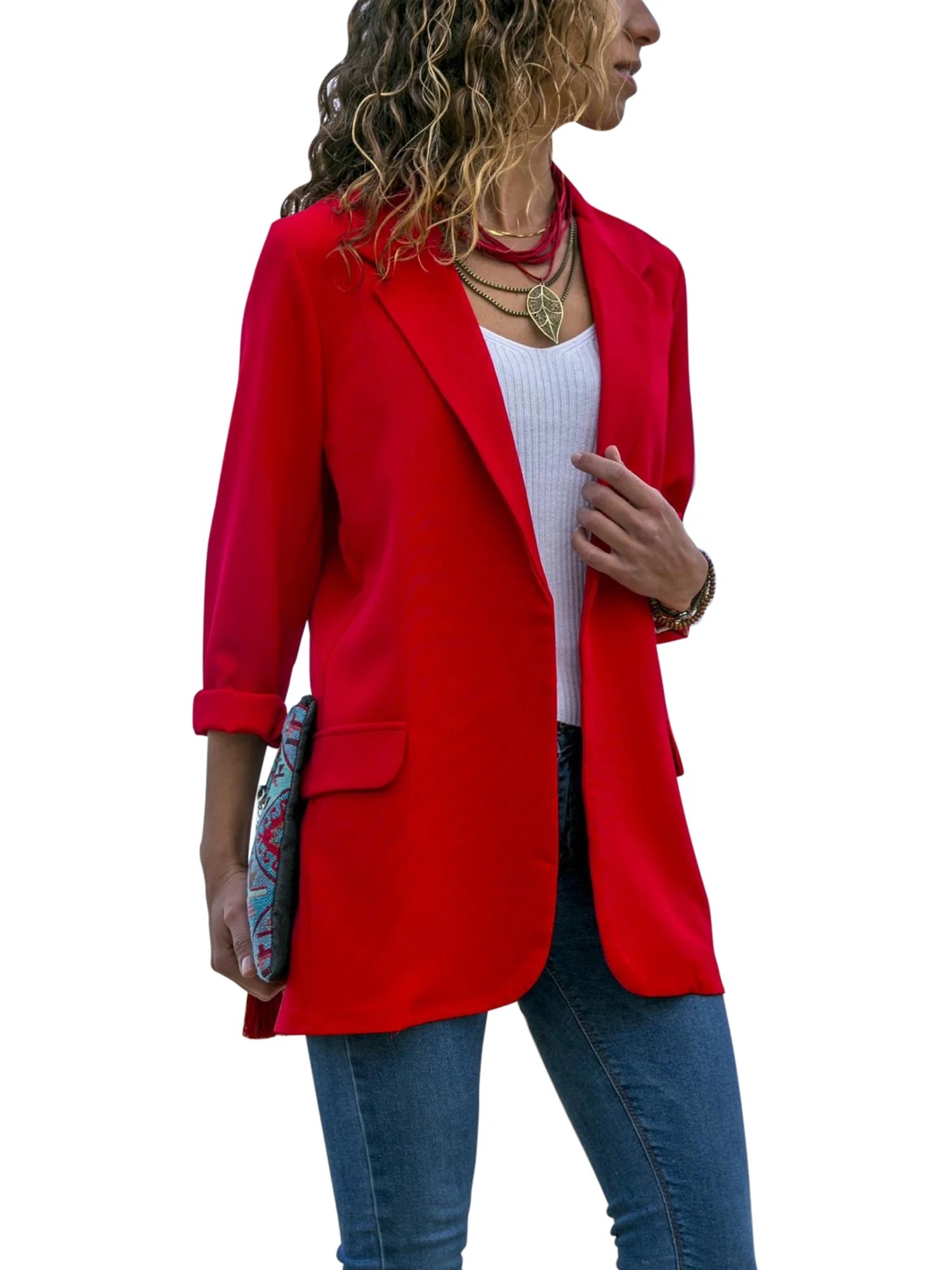 Stylish Fashion Women Long Sleeve Cardigan Casual Lapel Blazer Suit