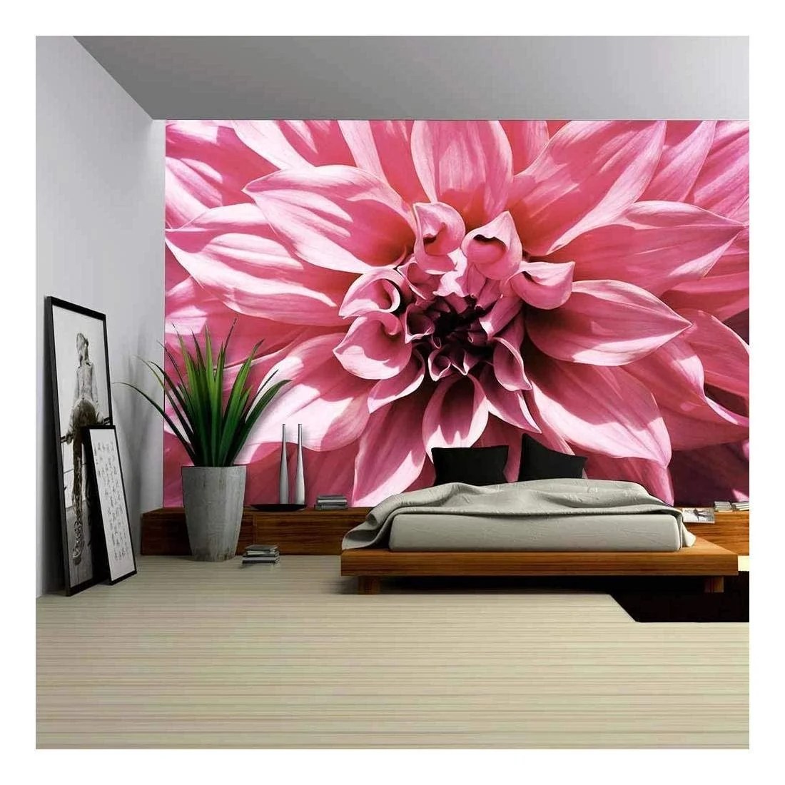 wall26 CloseUp Floral Pink Dahlia Flower Vintage Soft Color Style