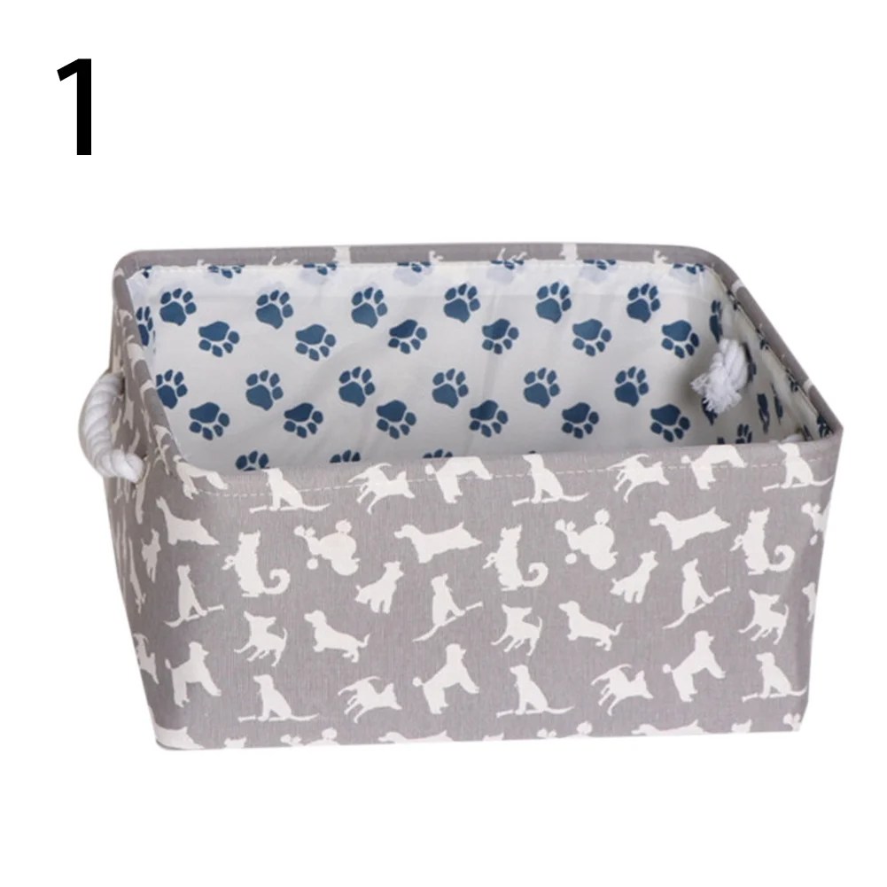 Aofa Dog Paw Print Canvas Storage Cube Box Nursery Office Container