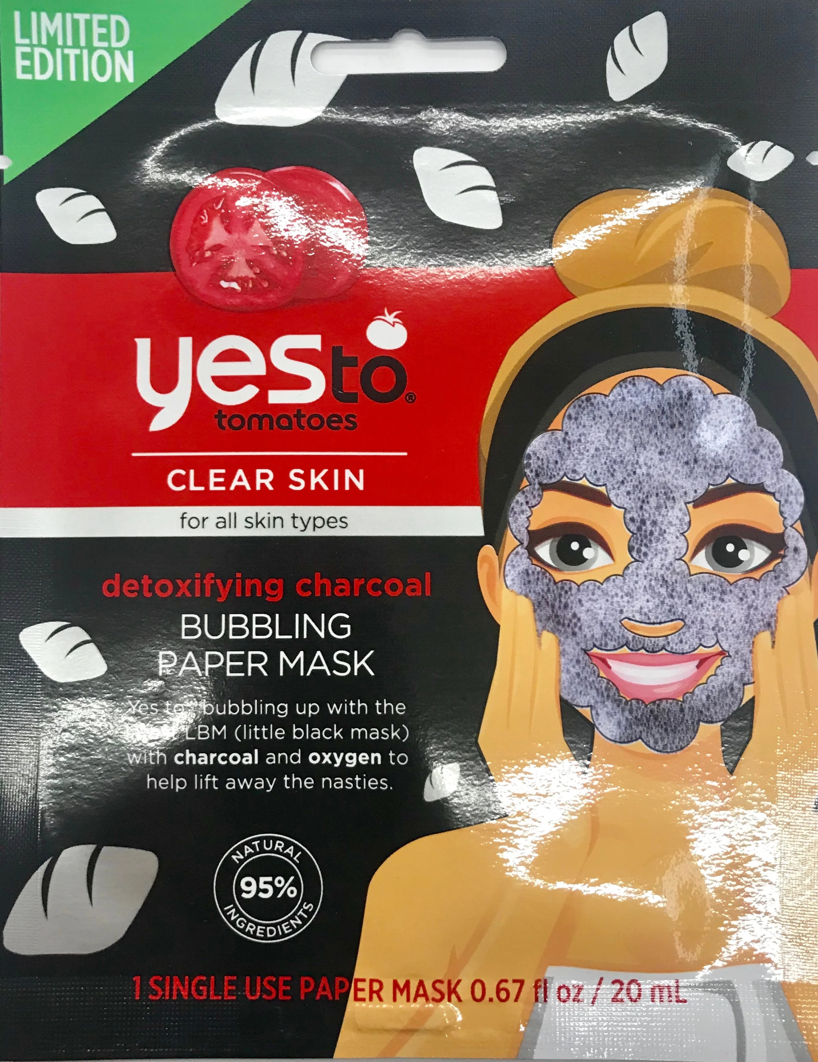 Yes To Tomatoes Clear Skin Detoxifying Charcoal Bubbling Paper Mask