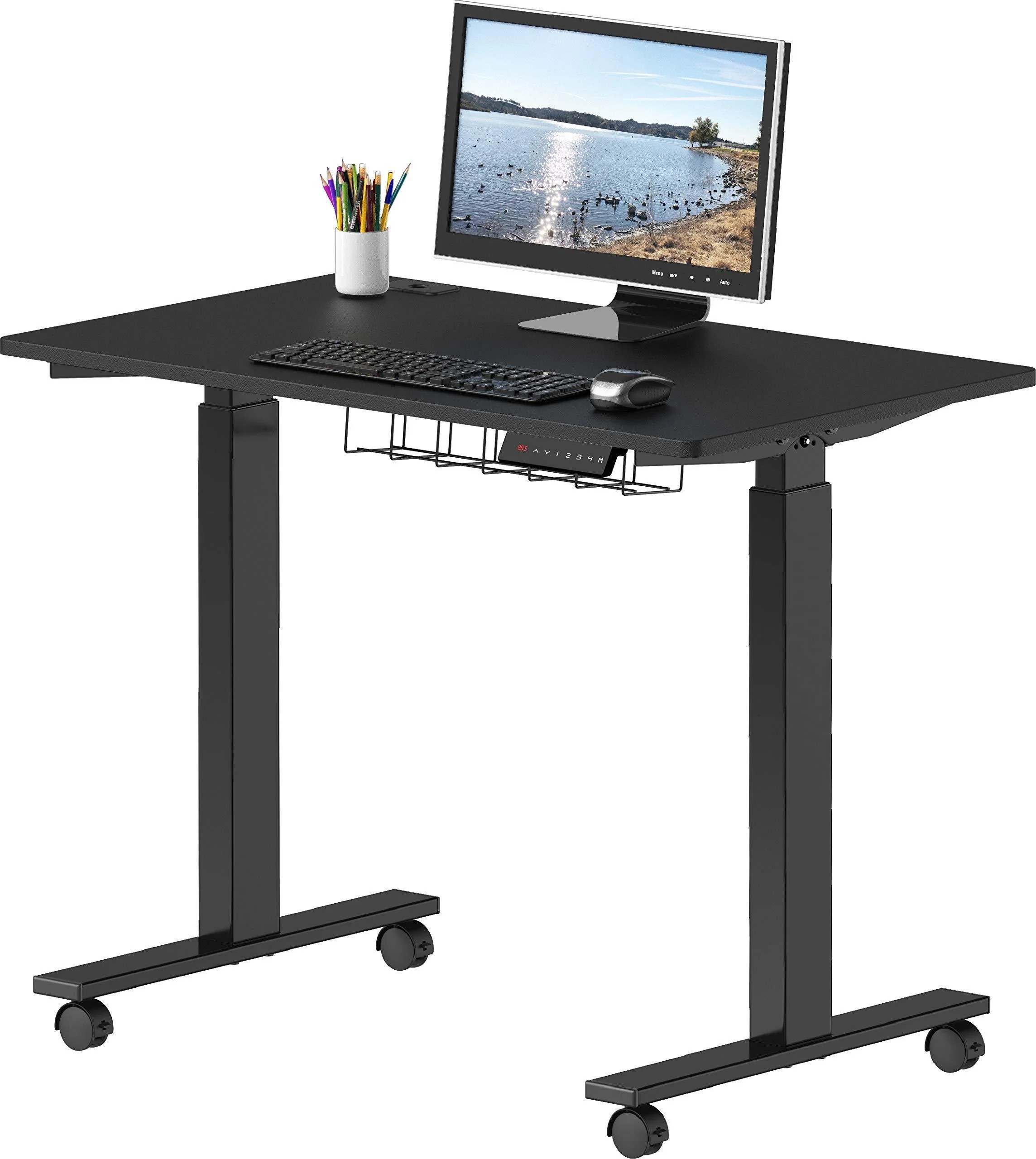 SHW 40Inch Electric Height Adjustable Desk with Drawer and Hooks