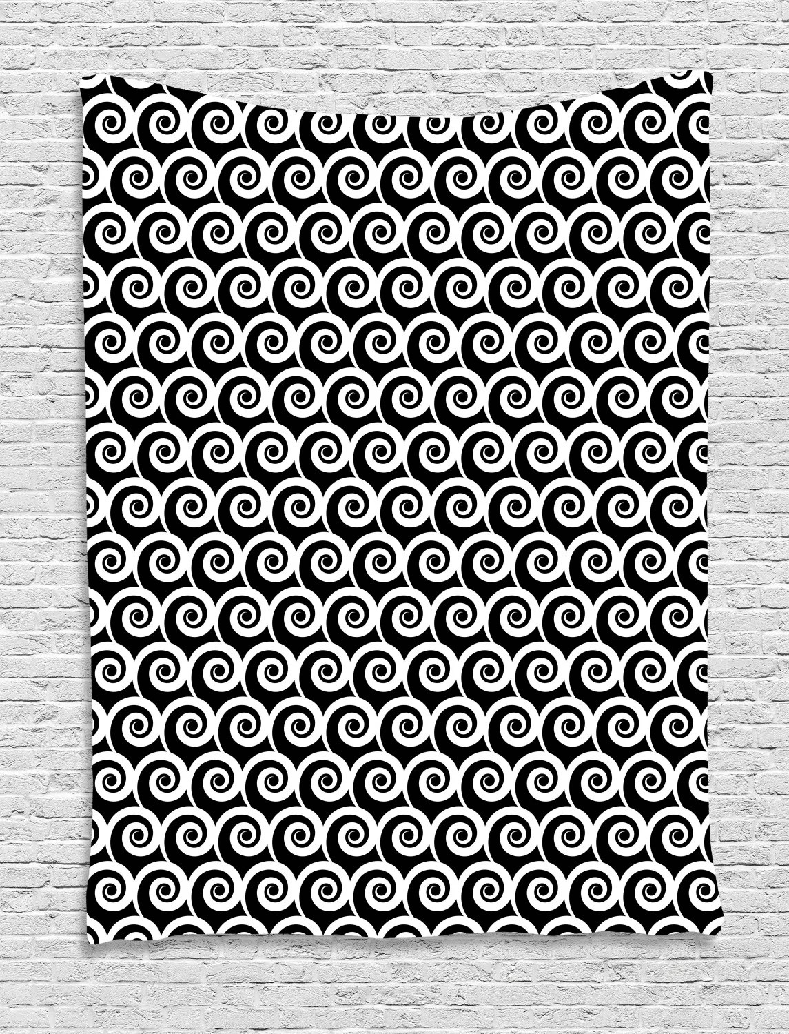 Black and White Tapestry, Monochrome Continuous Pattern with Revolving