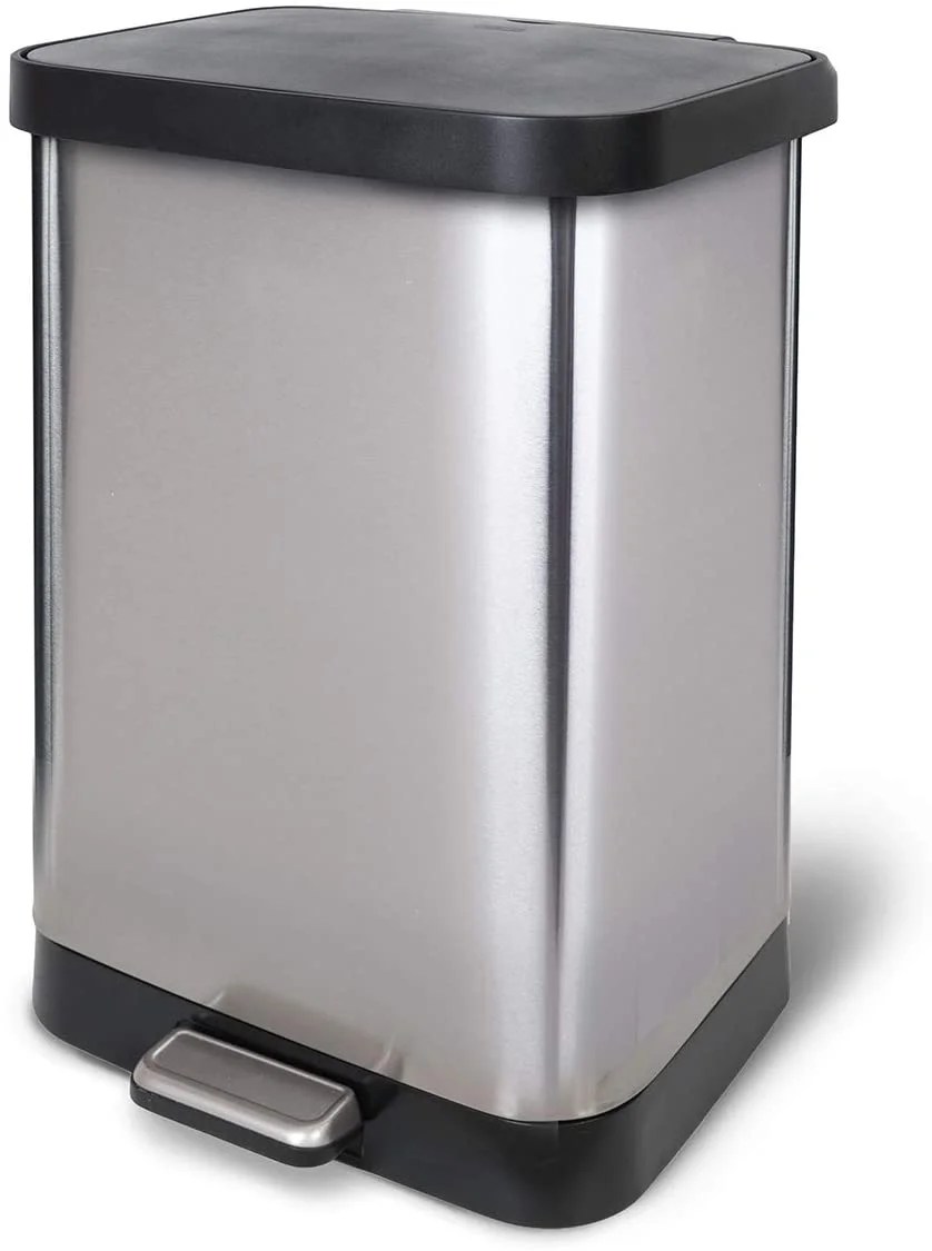 Glad GLD74506 Stainless Steel Step Trash Can with Clorox Odor