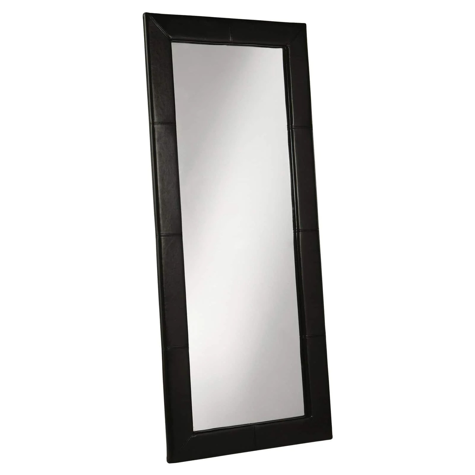 Abbyson Black Leather Floor Mirror 31W x 70H in