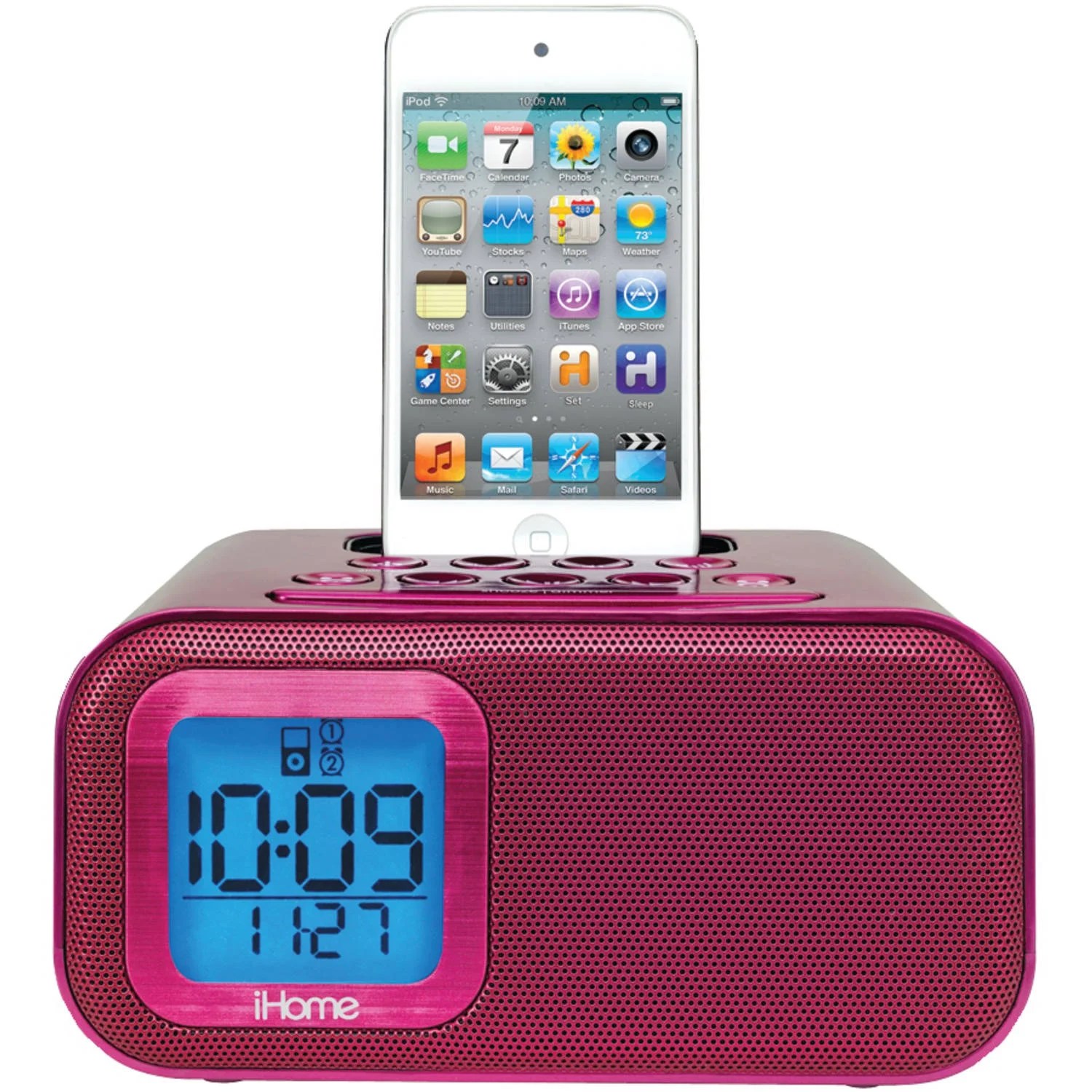 iHome iH22PX 30Pin Dual Alarm Clock Dock, Pink