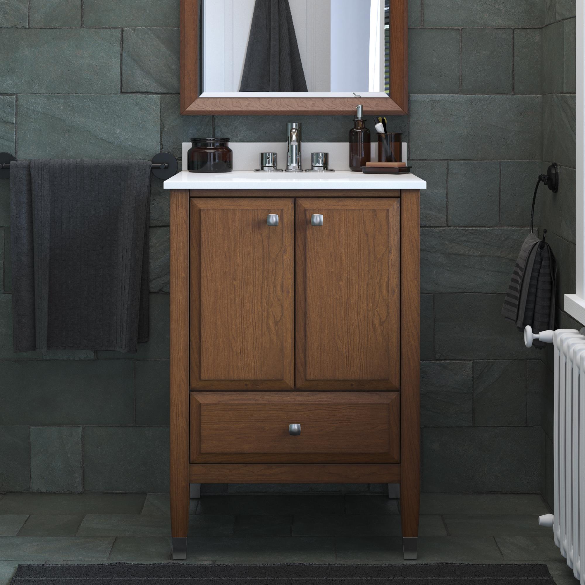 Dorel Living Metcalfe 24 Inch Bathroom Vanity with Sink, Walnut