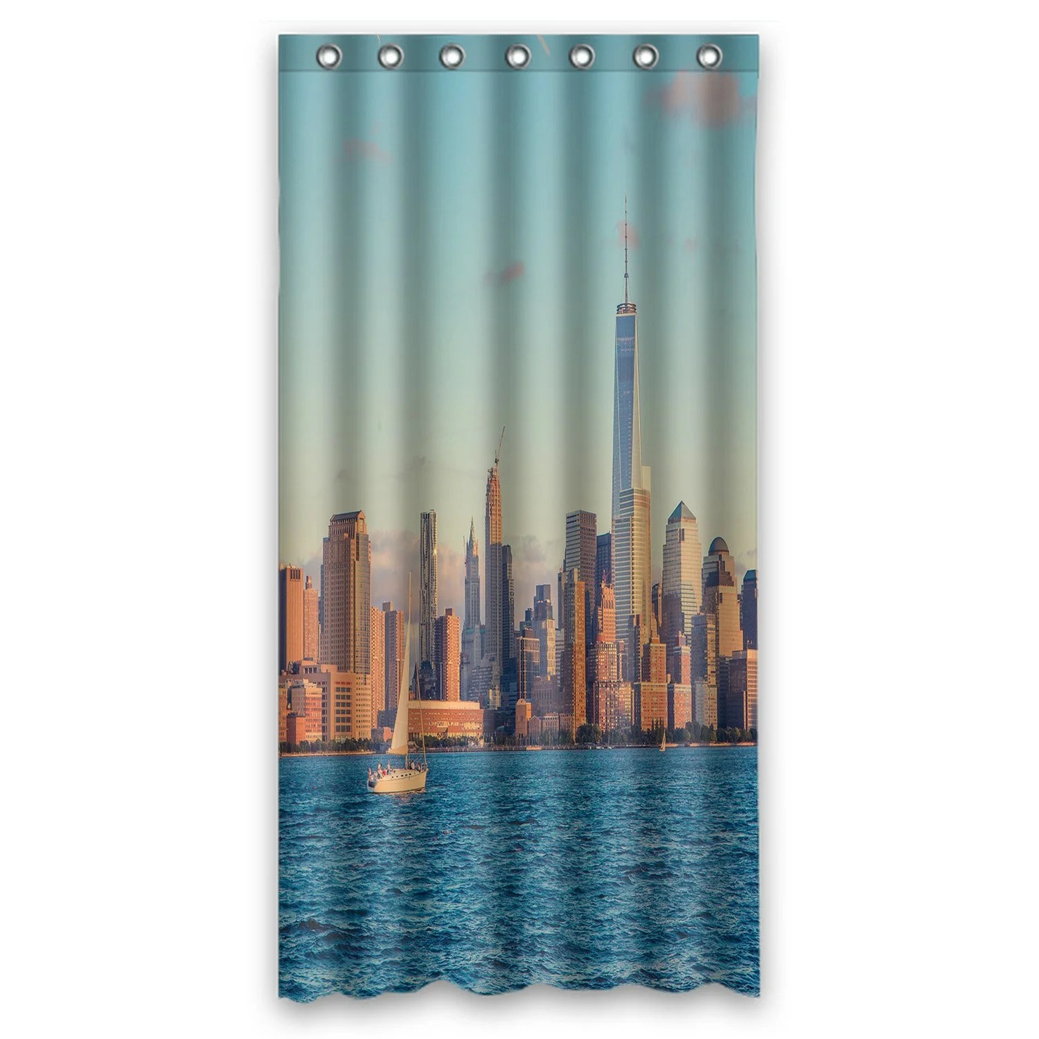 PHFZK Cityscape Shower Curtain, New York City Manhattan Skyline at