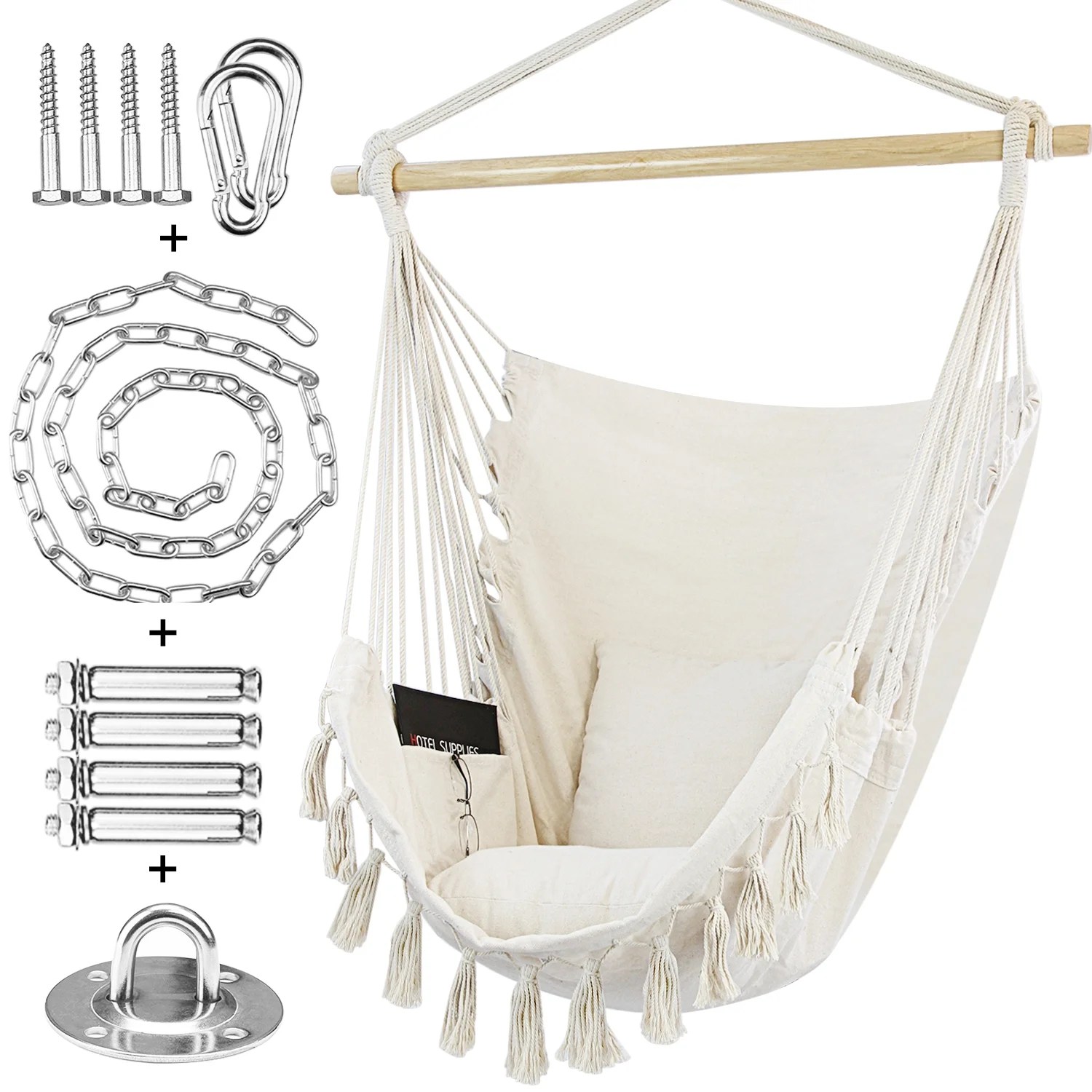Indoor Outdoor Hammock Chair Swing with Hanging Hardware
