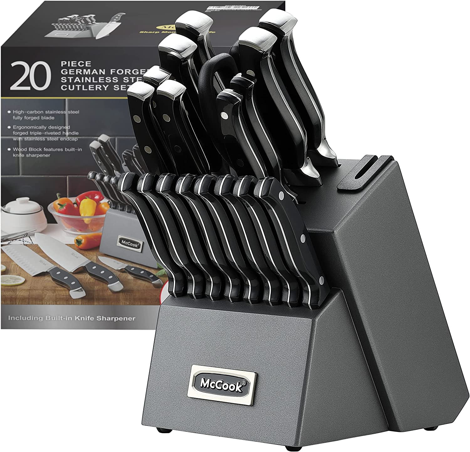 Knife Sets,McCook MC65G 20 Piece German Stainless Steel Kitchen