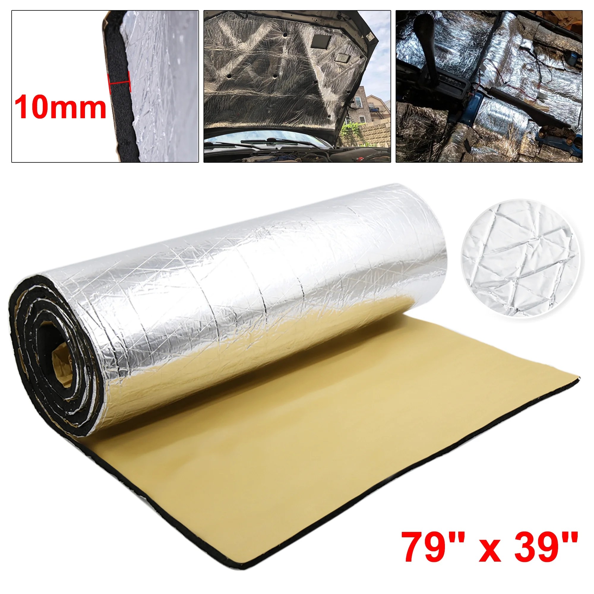 10mm 394mil Automotive Car Heat Sound Insulation Deadening Mat 79" x 39