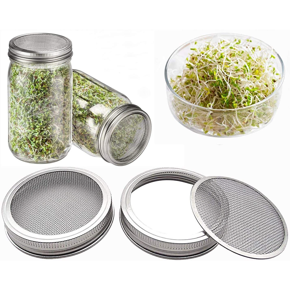 VIVEFOX 304 Stainless Steel Sprouting Lids for Wide Mouth Mason Jars