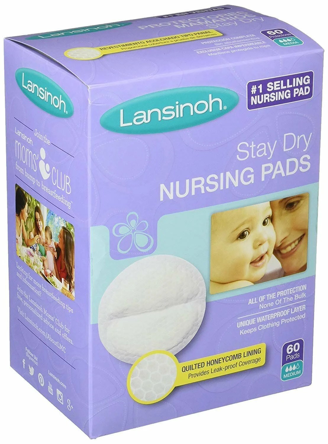 Lansinoh Stay Dry Nursing Pad Day & Night Superior Absorbency, 60ct, 2