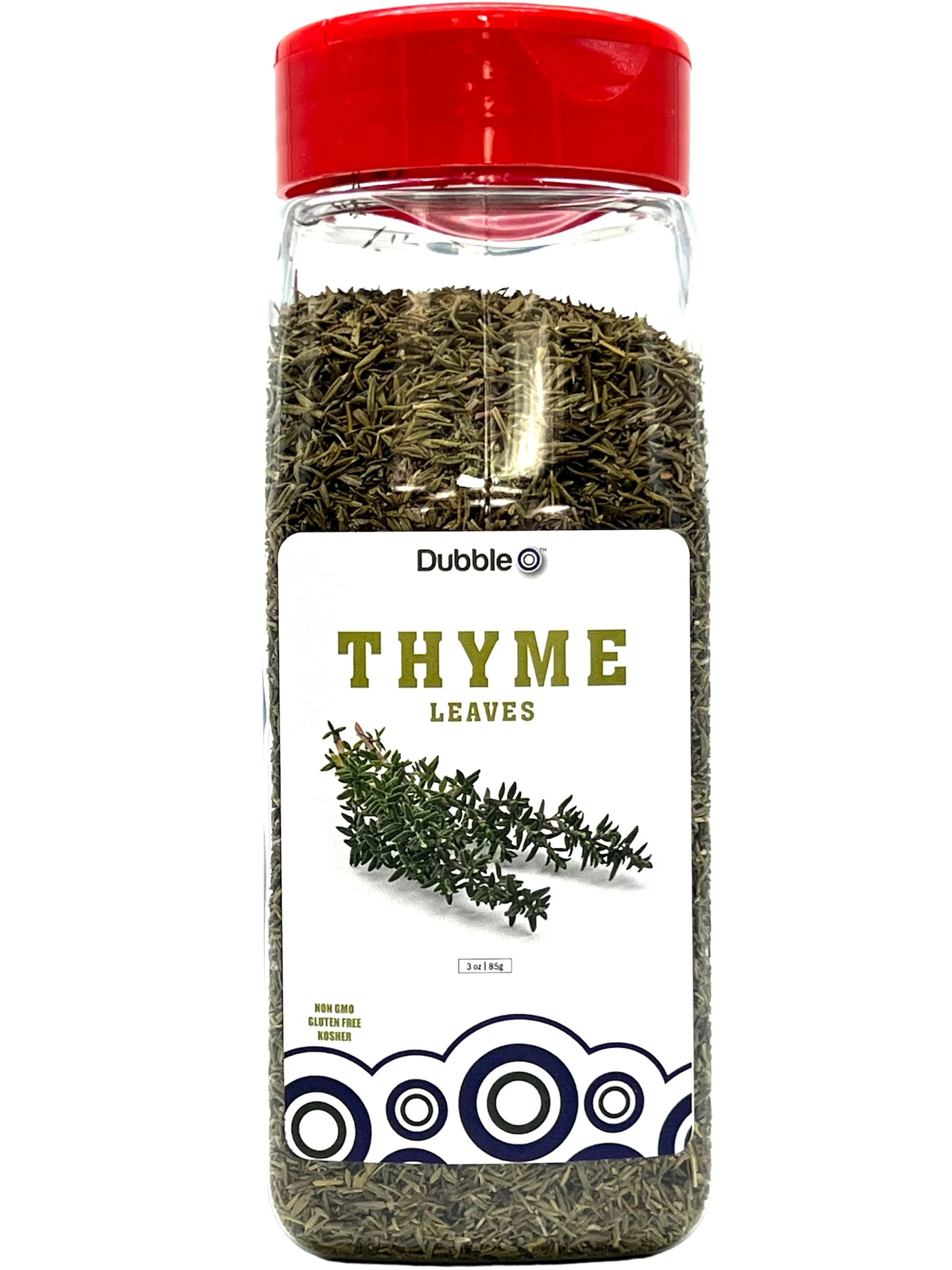 Thyme Leaves 3 oz. Non GMO, Kosher, Halal, and Gluten Free Dubble