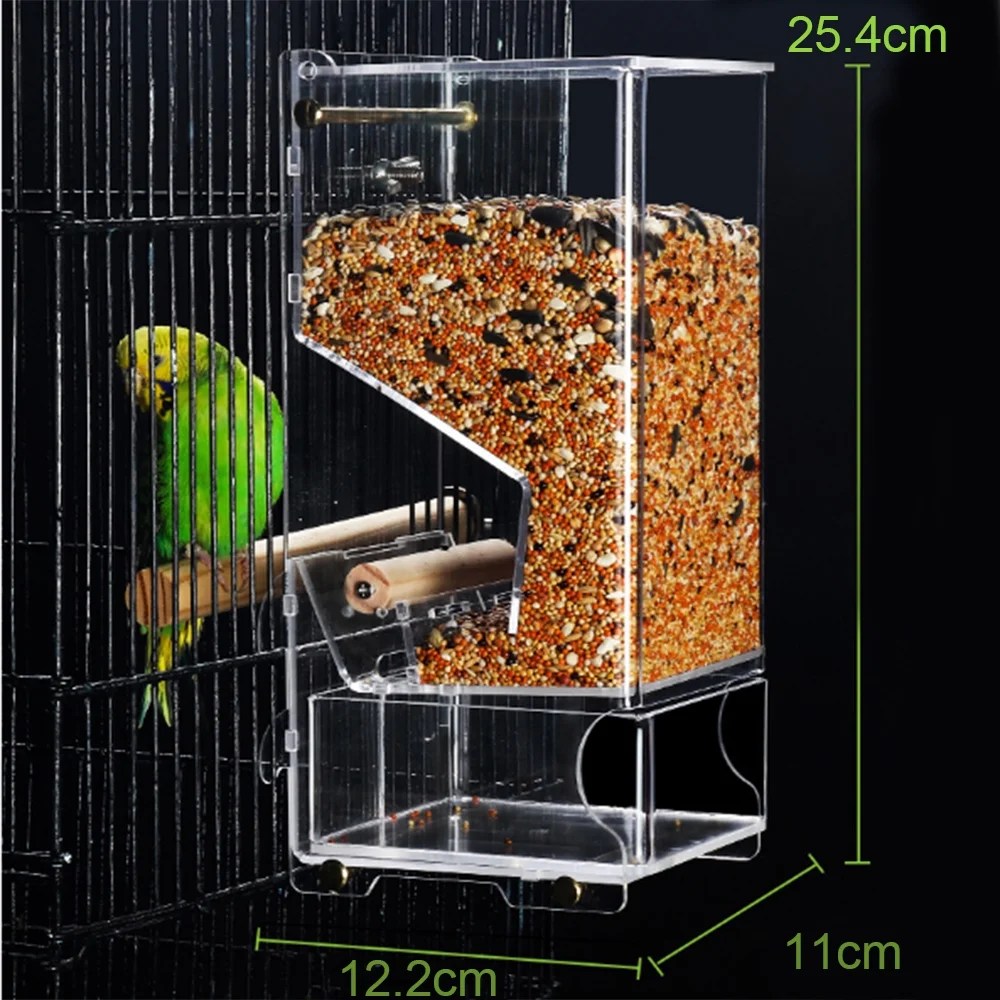 Automatic Bird Feeder Pet Bird Cage Feeder Food Container Transparent