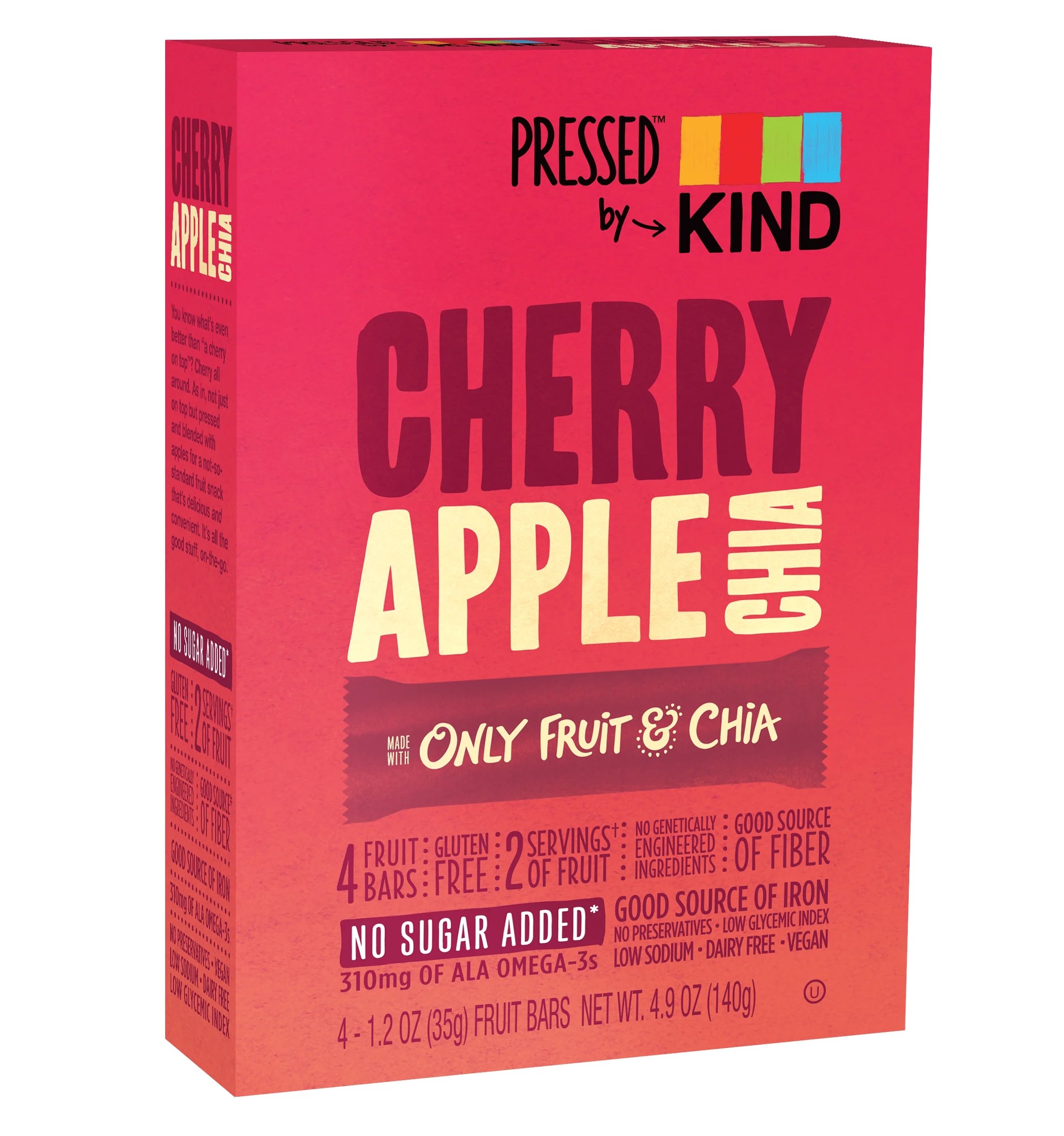 KIND, Pressed by KIND, Cherry Apple Chia, 4 Bars, Gluten Free, Pressed