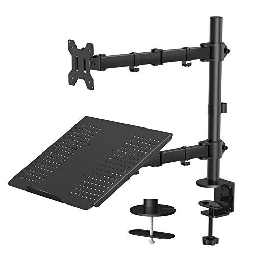monitor stand with keyboard tray adjustable desk mount laptop holder