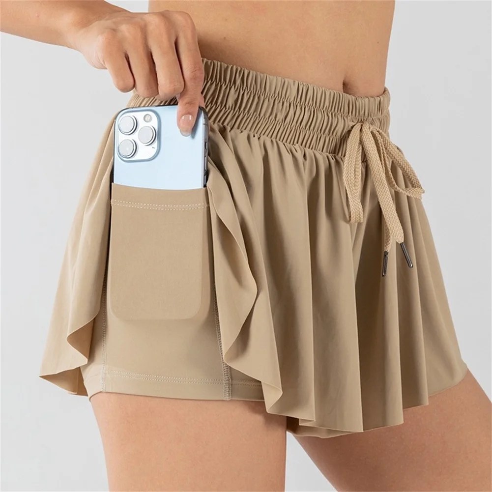 512T Girls Flowy Shorts with Spandex Liner 2in1 Youth Butterfly